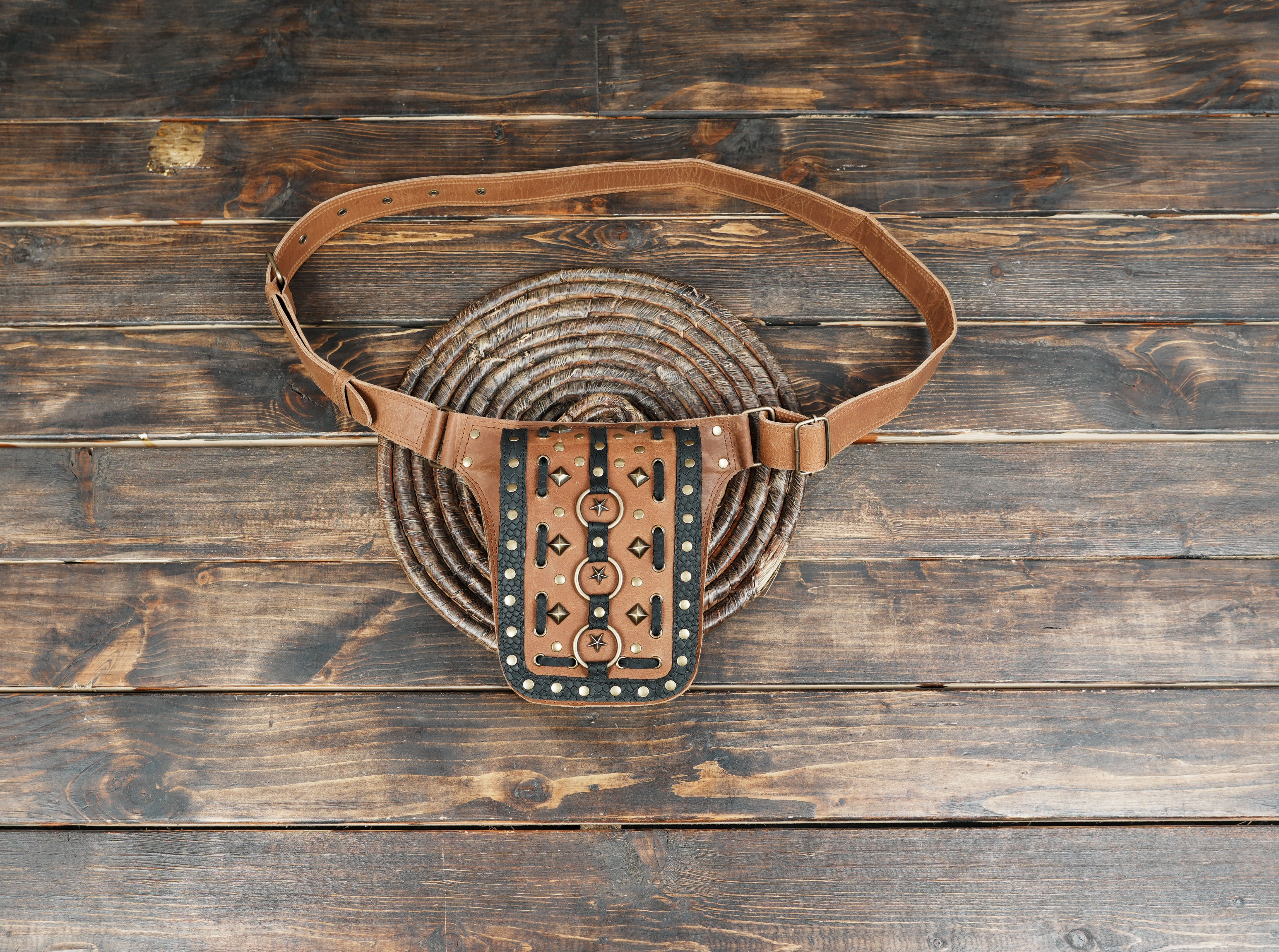 Handcrafted genuine leather waist belt designed for style and utility.