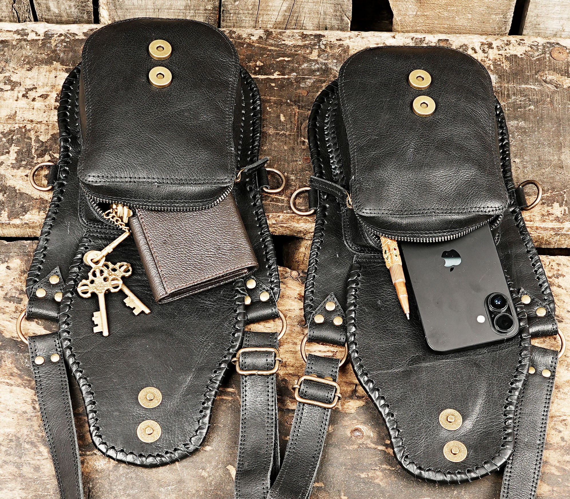Premium leather utility holster with dual storage pockets