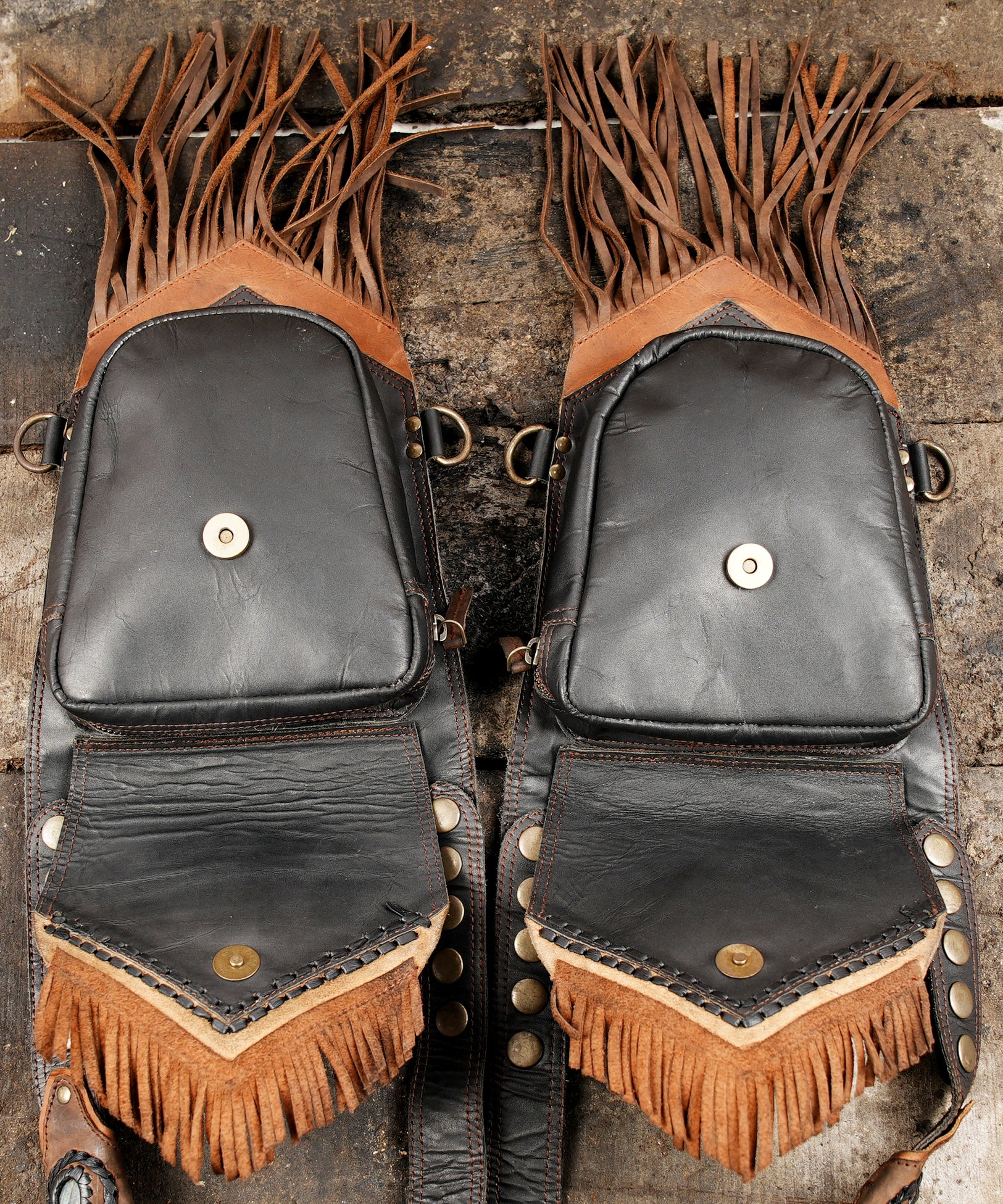 Statement leather holster with natural stone feature