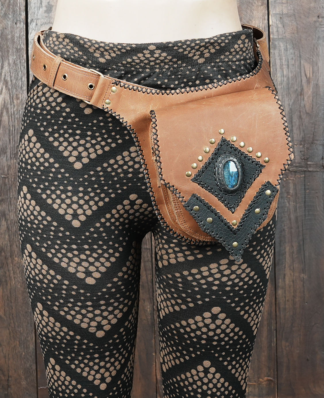 Tribal leather accessory belt for festivals and dance shows