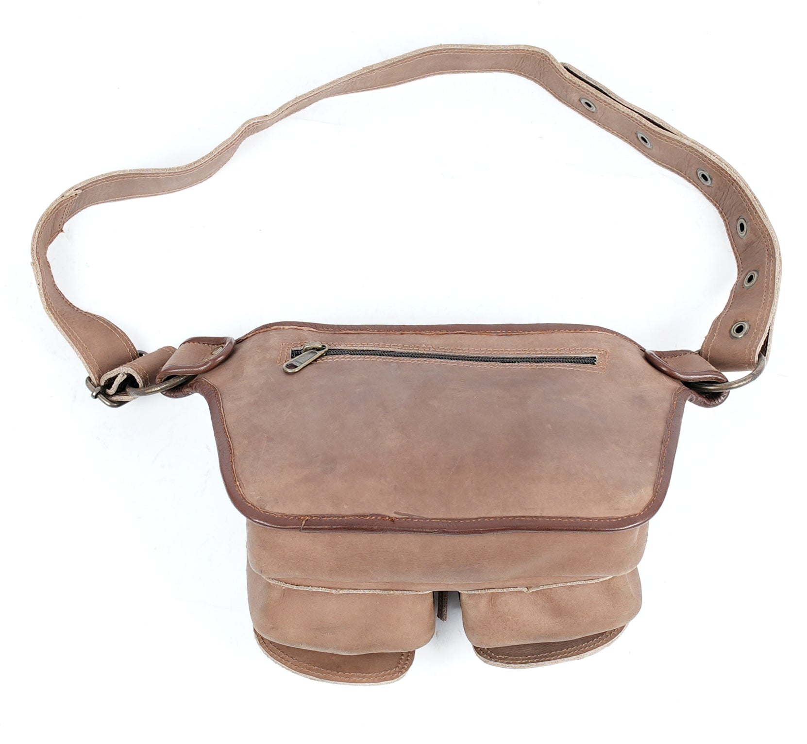 Premium leather utility waist belt for hands free carry