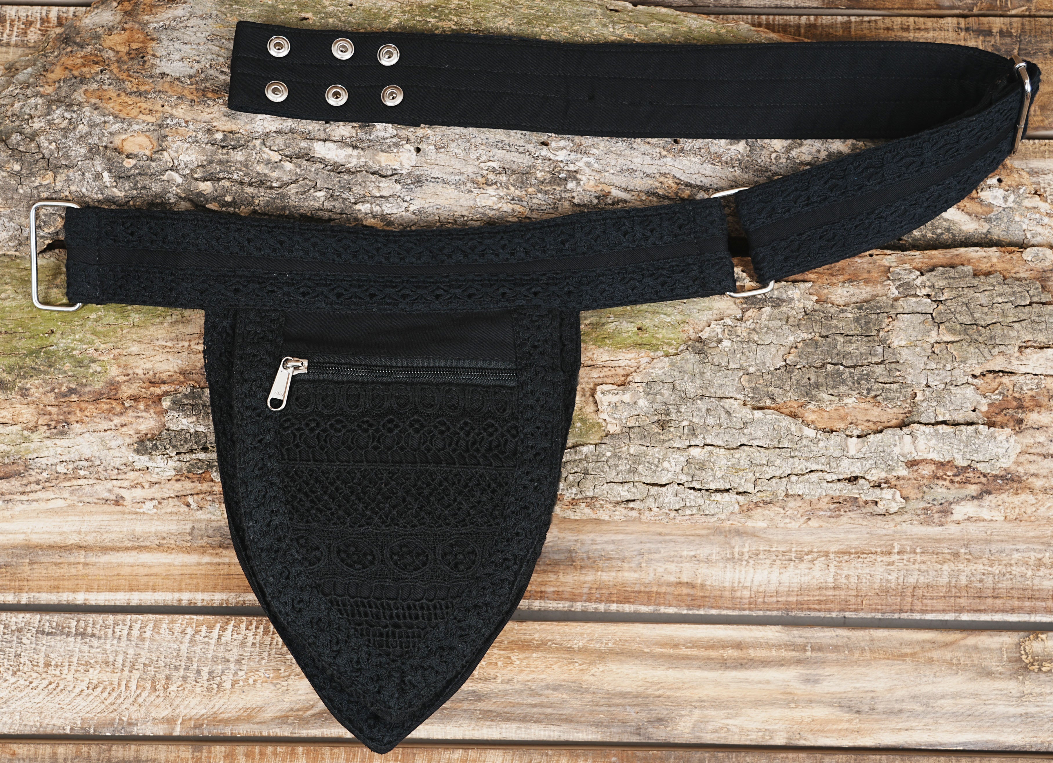 Handmade cotton waist belt pouch with hardware