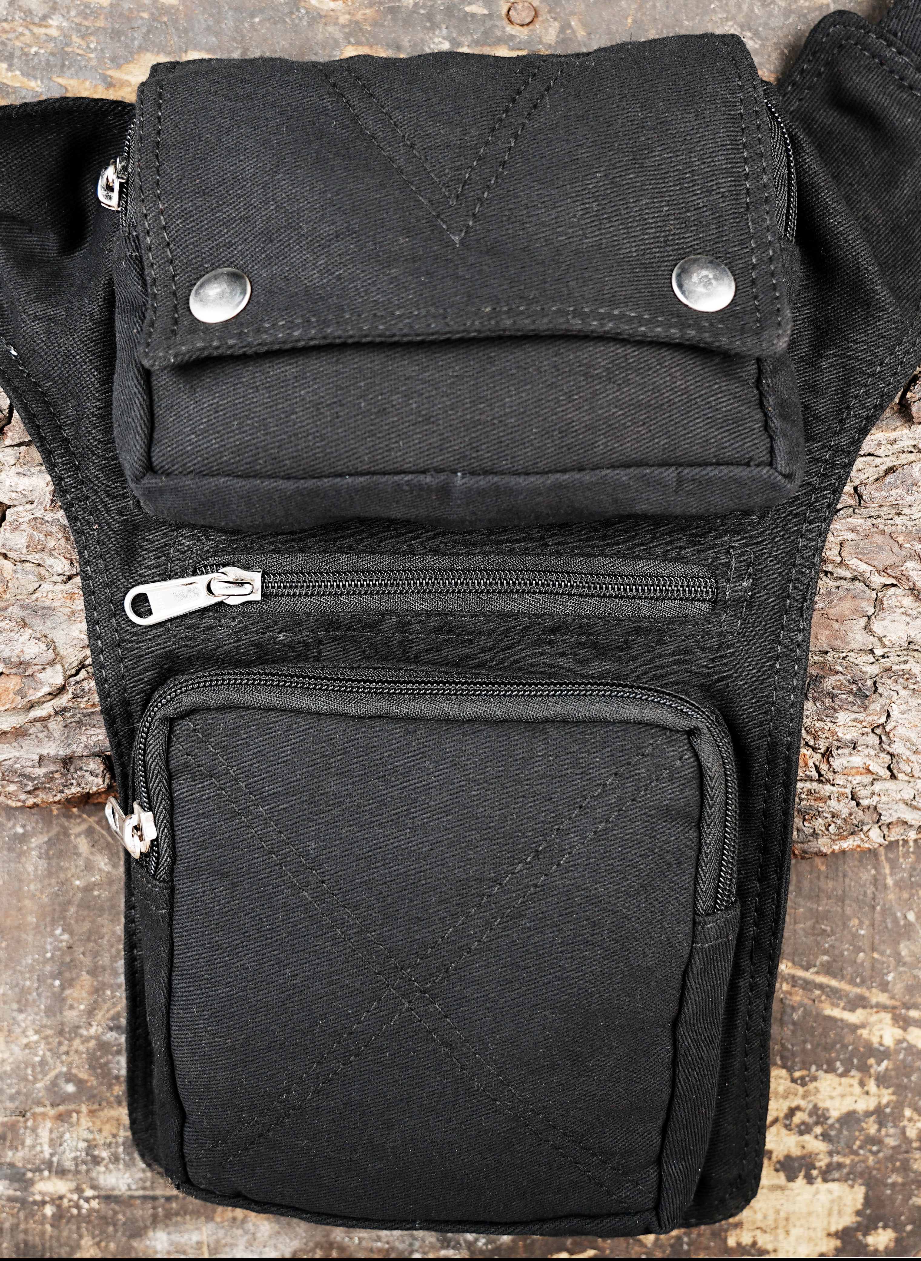 Handmade cotton waist bag with adjustable thigh strap