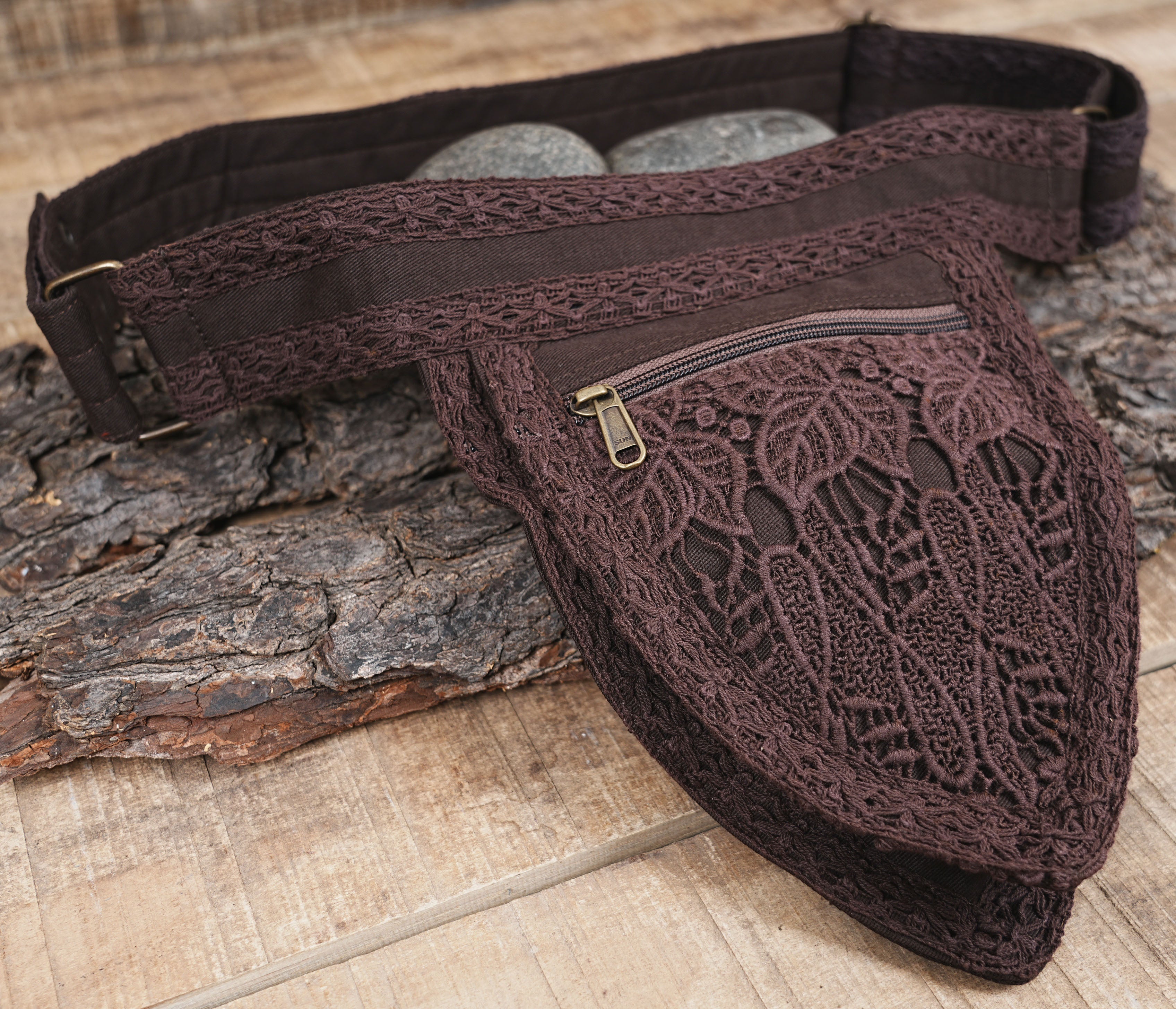 Handcrafted cotton canvas utility pack in rich brown color