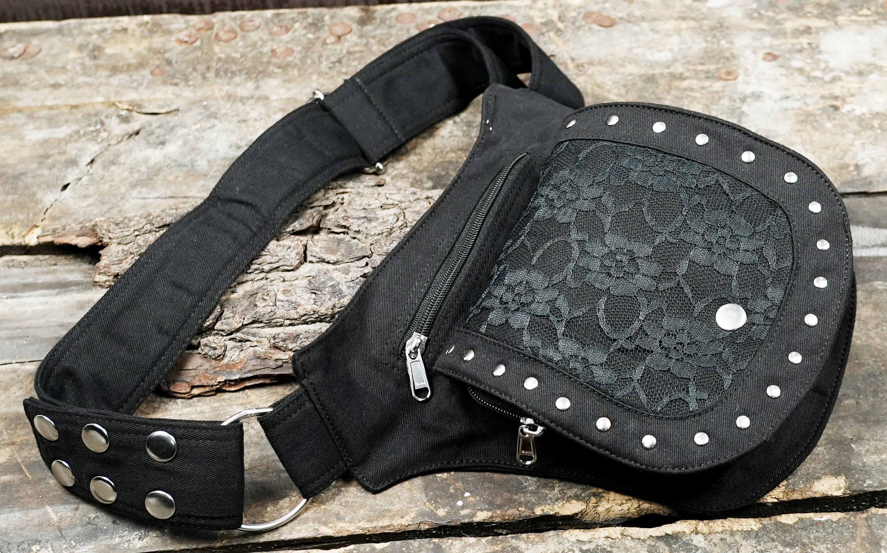 An all-in-one hands-free solution: black utility fanny pack with a secure phone pouch.