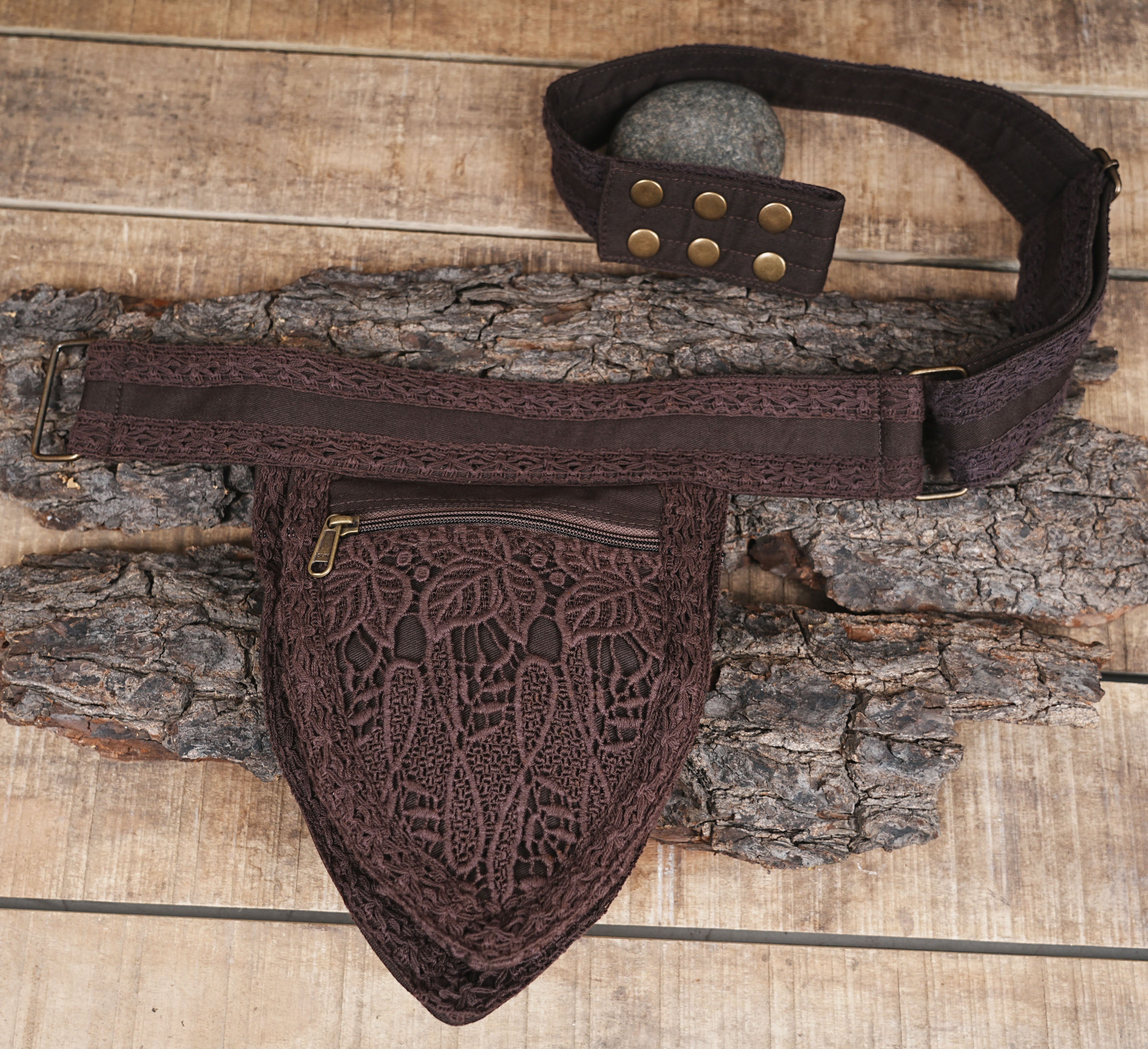 Handmade brown waist pack for travel and everyday hands-free wear