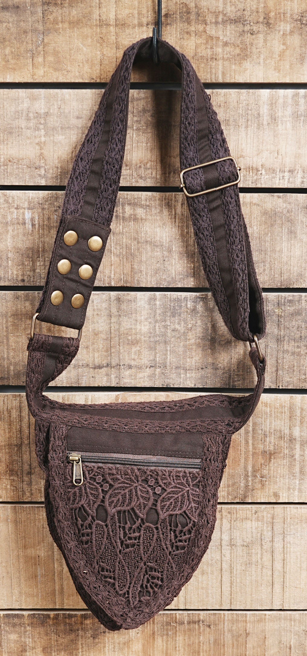 Steampunk style brown utility belt and cotton waist pouch