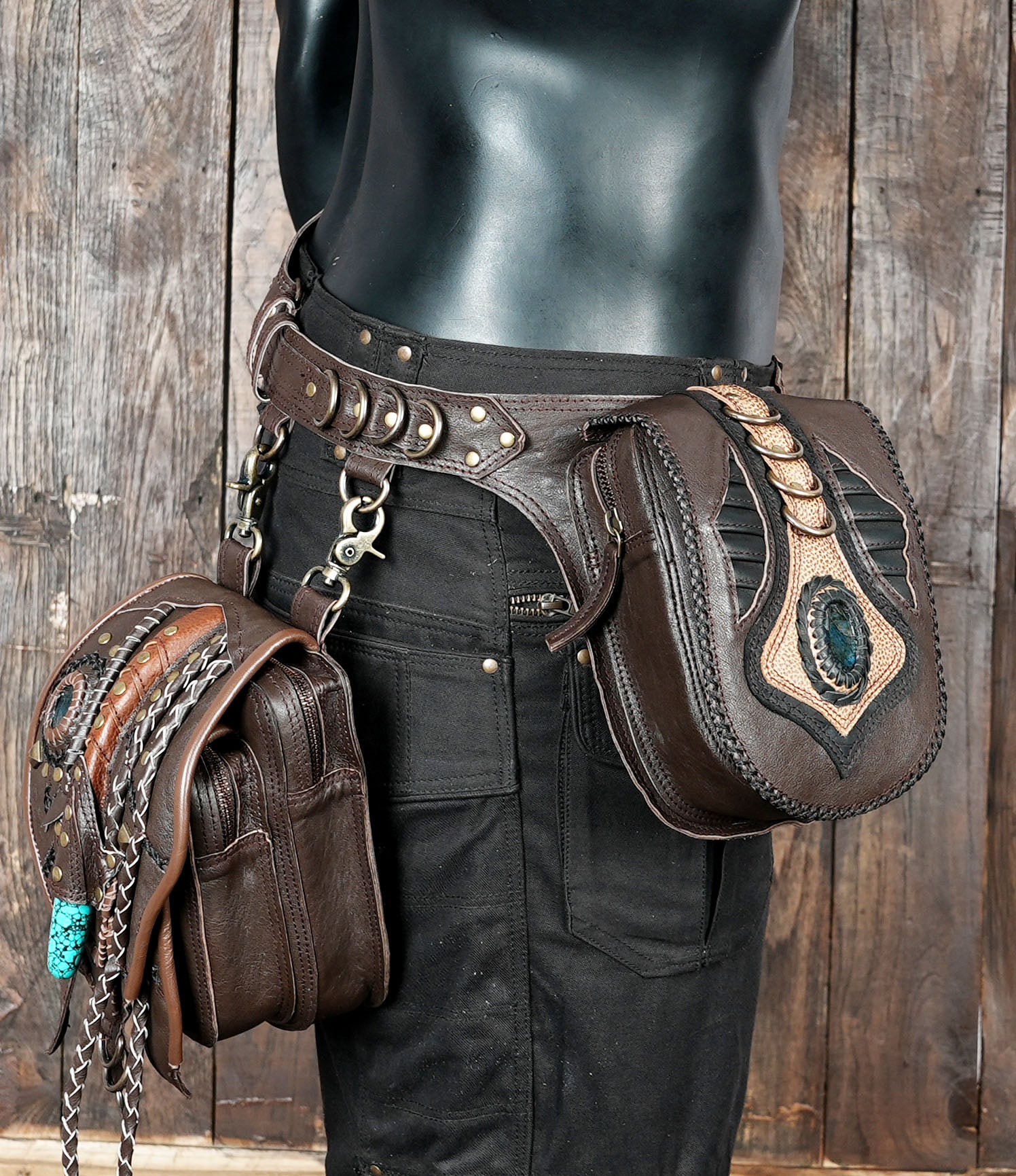 Handmade Leather Waist Bag: Festival Fanny Pack Utility Belt
