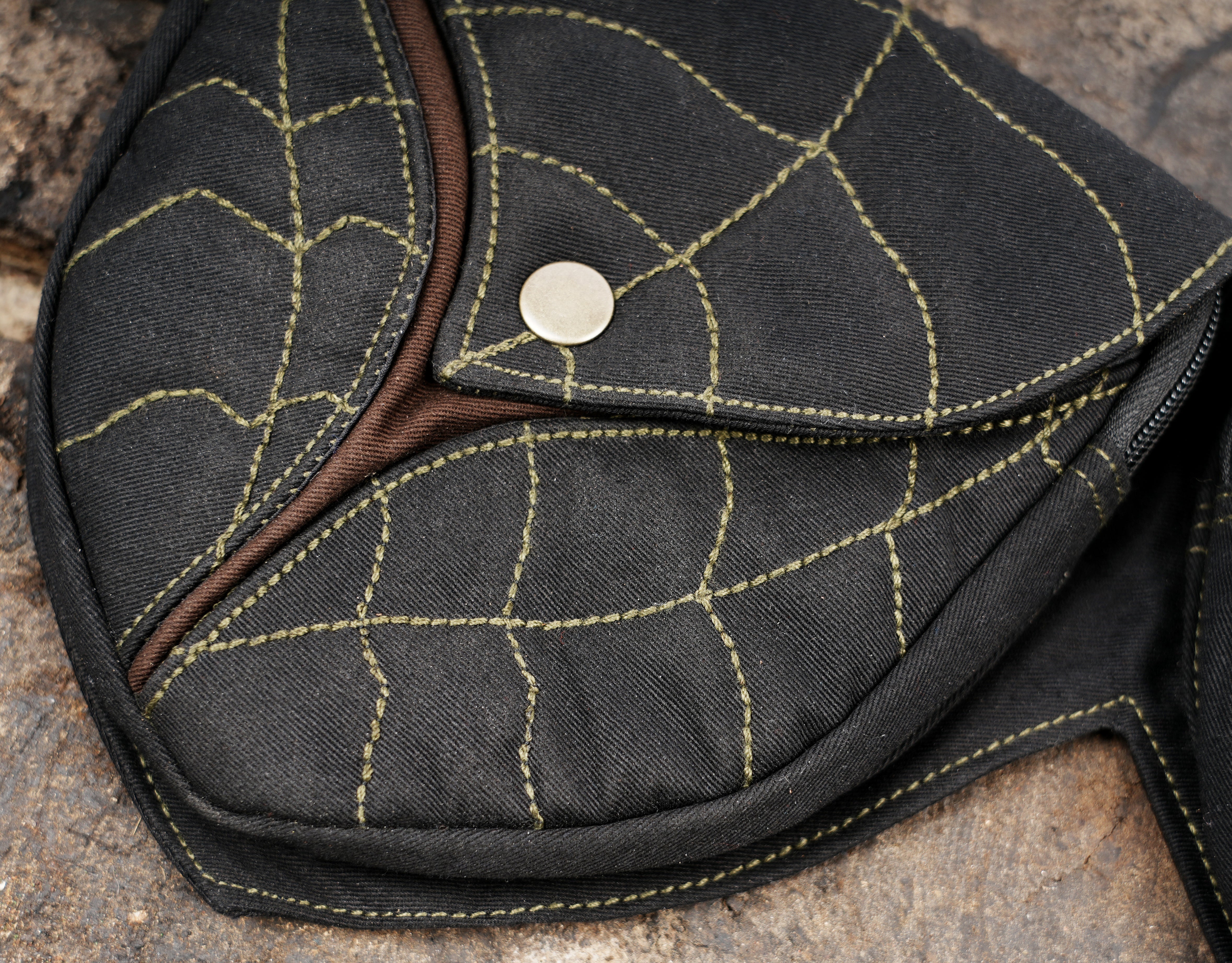 Cotton utility fanny pack with brass buckles