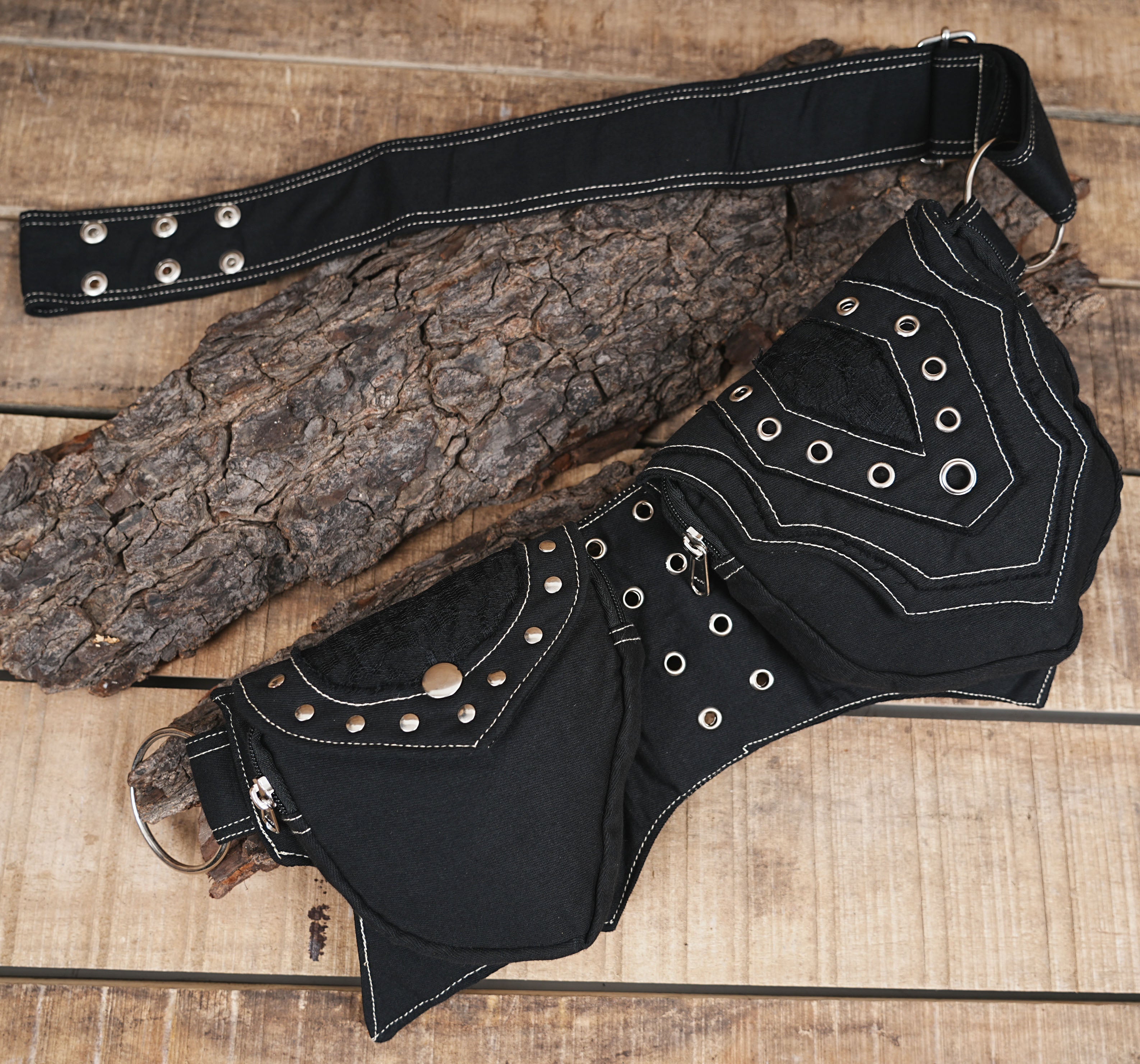 Men’s black cotton waist pouch for tools, EDC items, or travel essentials.