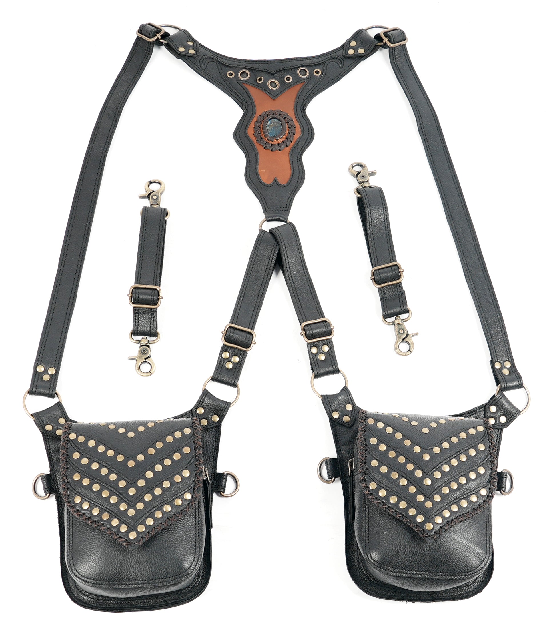 Unisex leather utility holster with adjustable shoulder straps