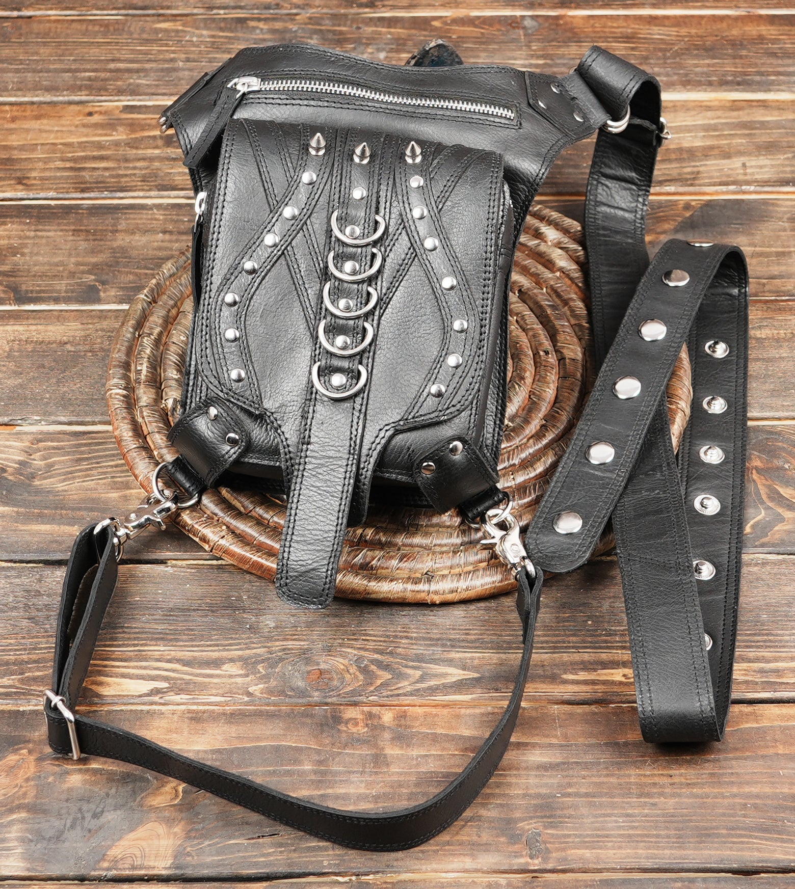 Premium leather waist to thigh belt with adjustable fit