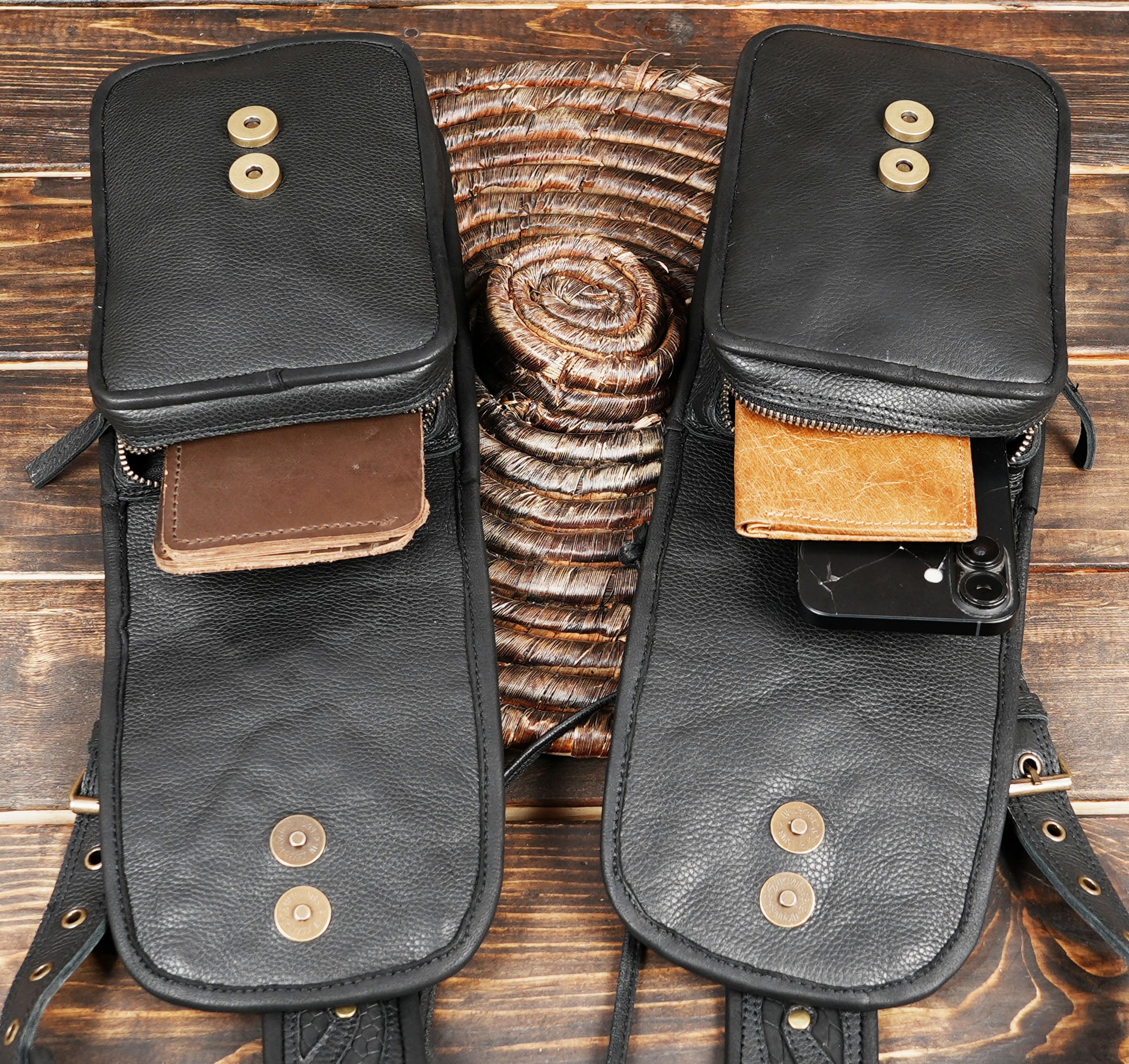 Unisex Leather Holster Shoulder Bag – Genuine Leather Festival Harness Bag, Burning Man Utility Belt Bag, with zipper