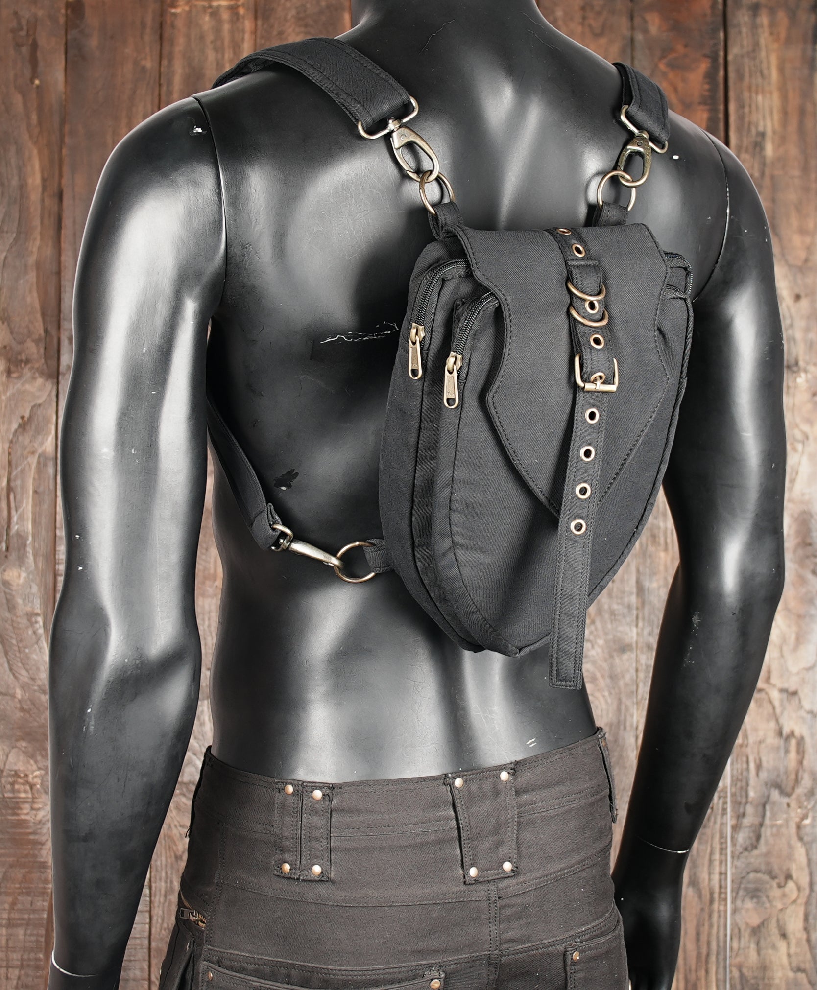 Holster Bag canvas brown, vest holster double sided bag , multi-pocket vest, travel bag, Demi Moore bag, pocket vest, double holster bag