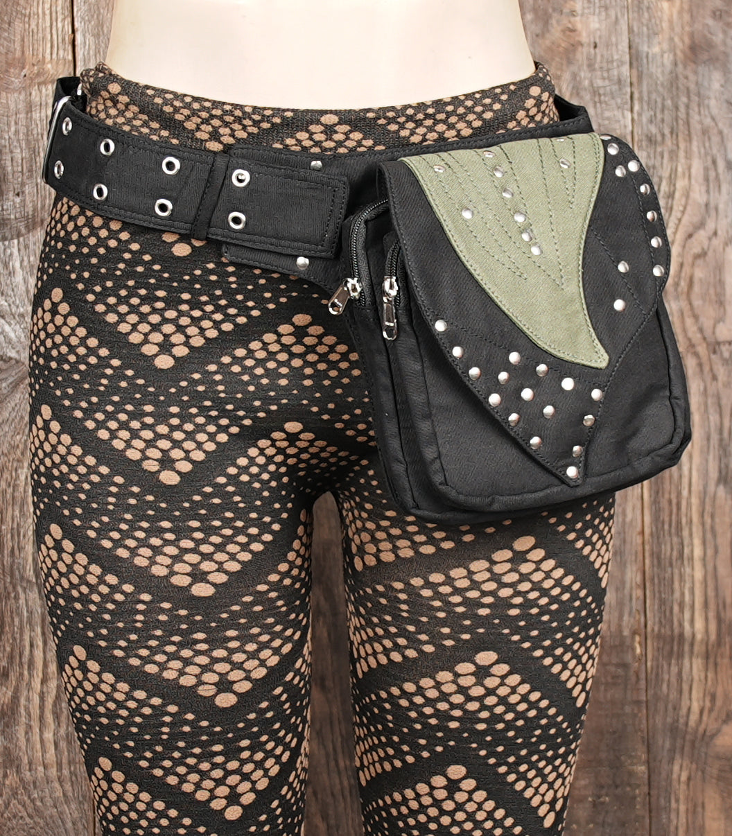 Cotton festival waist pouch with studded details