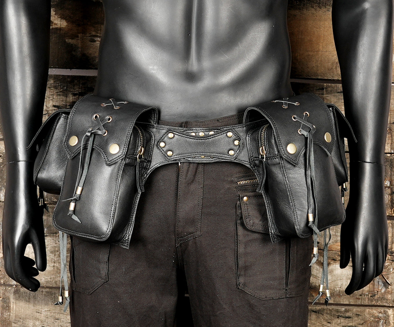 multi-pocket hip belt in leather, Goa belt in cow leather, leather satchel, thick leather pocket belt, festival bag with 100% leather 