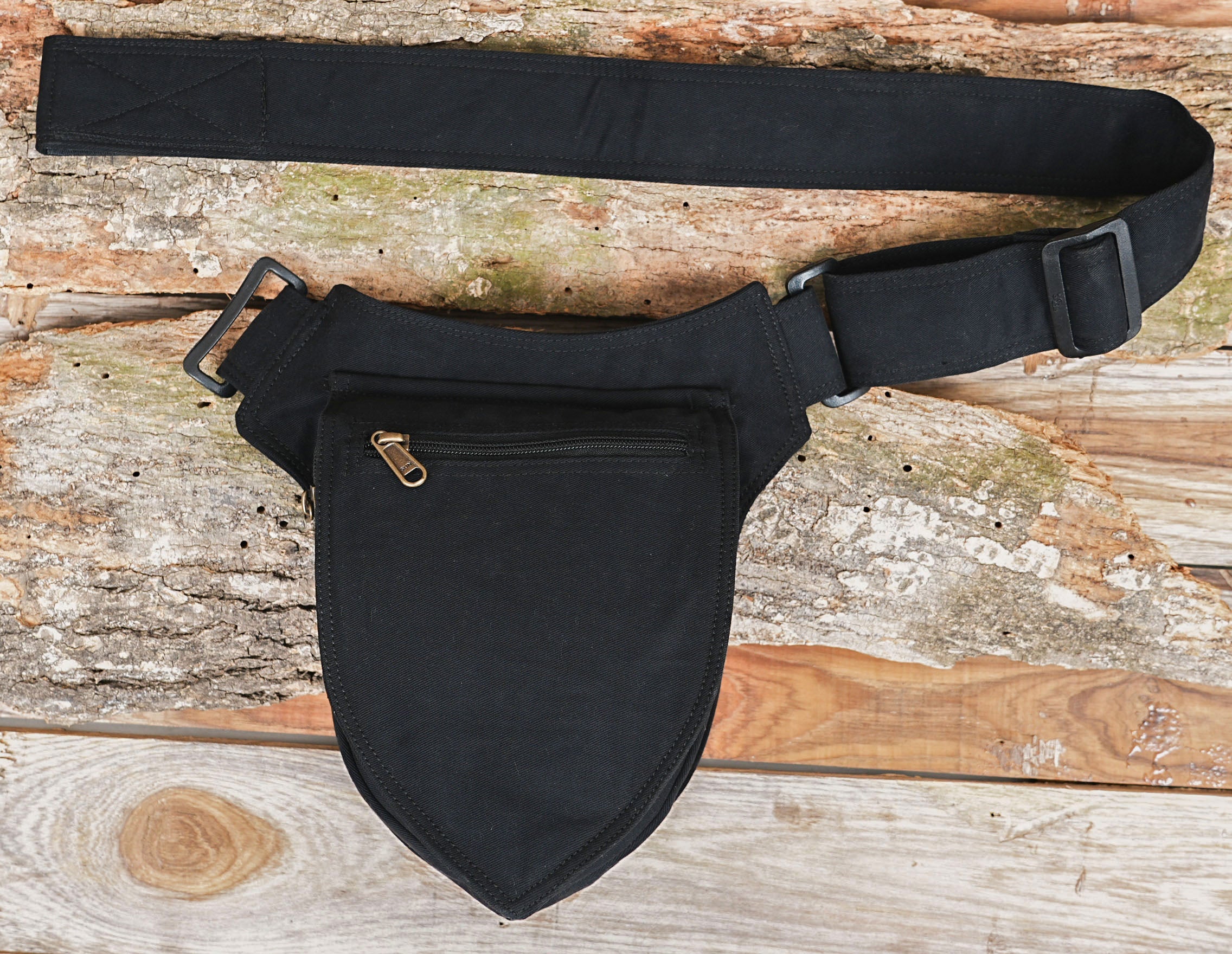 Everyday hip bag with clean black design and metal zipper