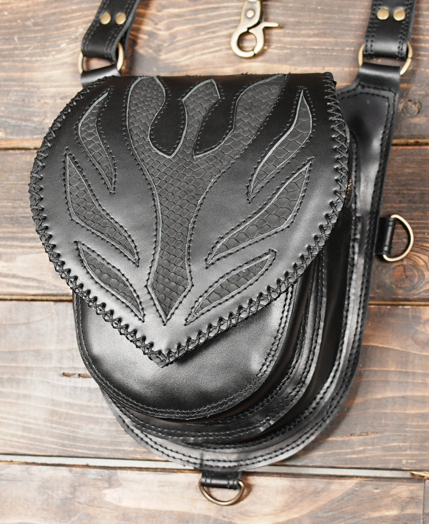 Adjustable leather chest holster black
