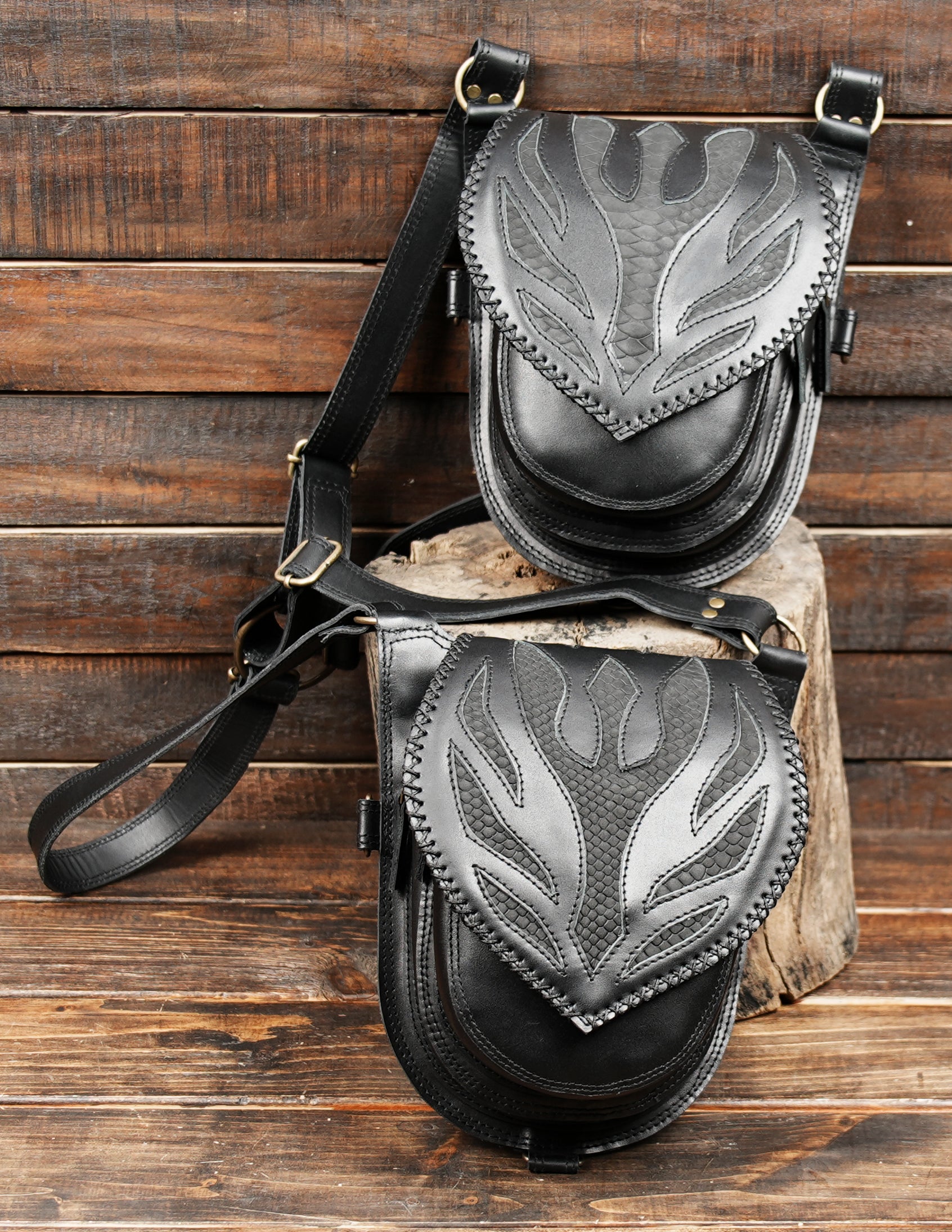 Black leather utility holster handmade