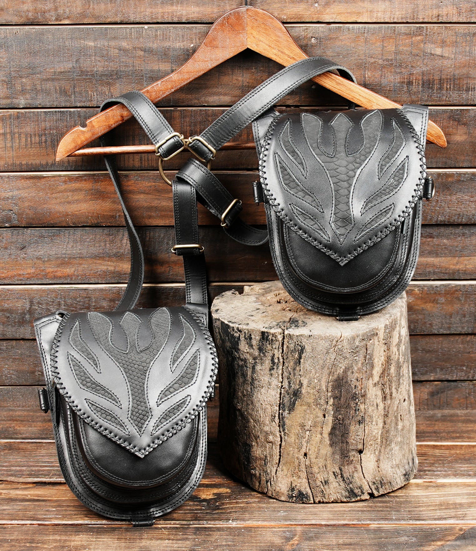 Leather chest rig with utility pouches