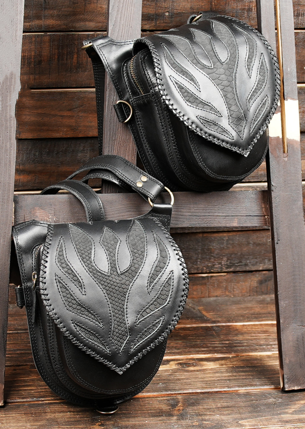 Artisan leather shoulder holster black