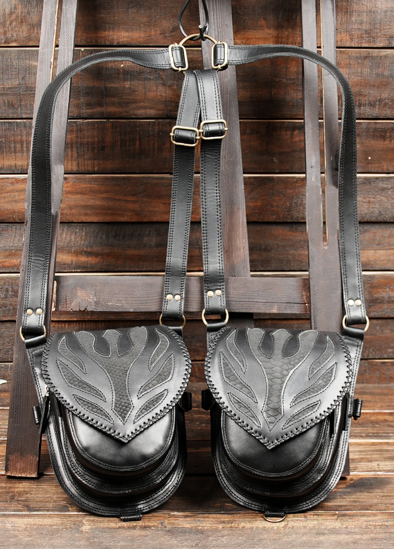 Leather holster with adjustable straps