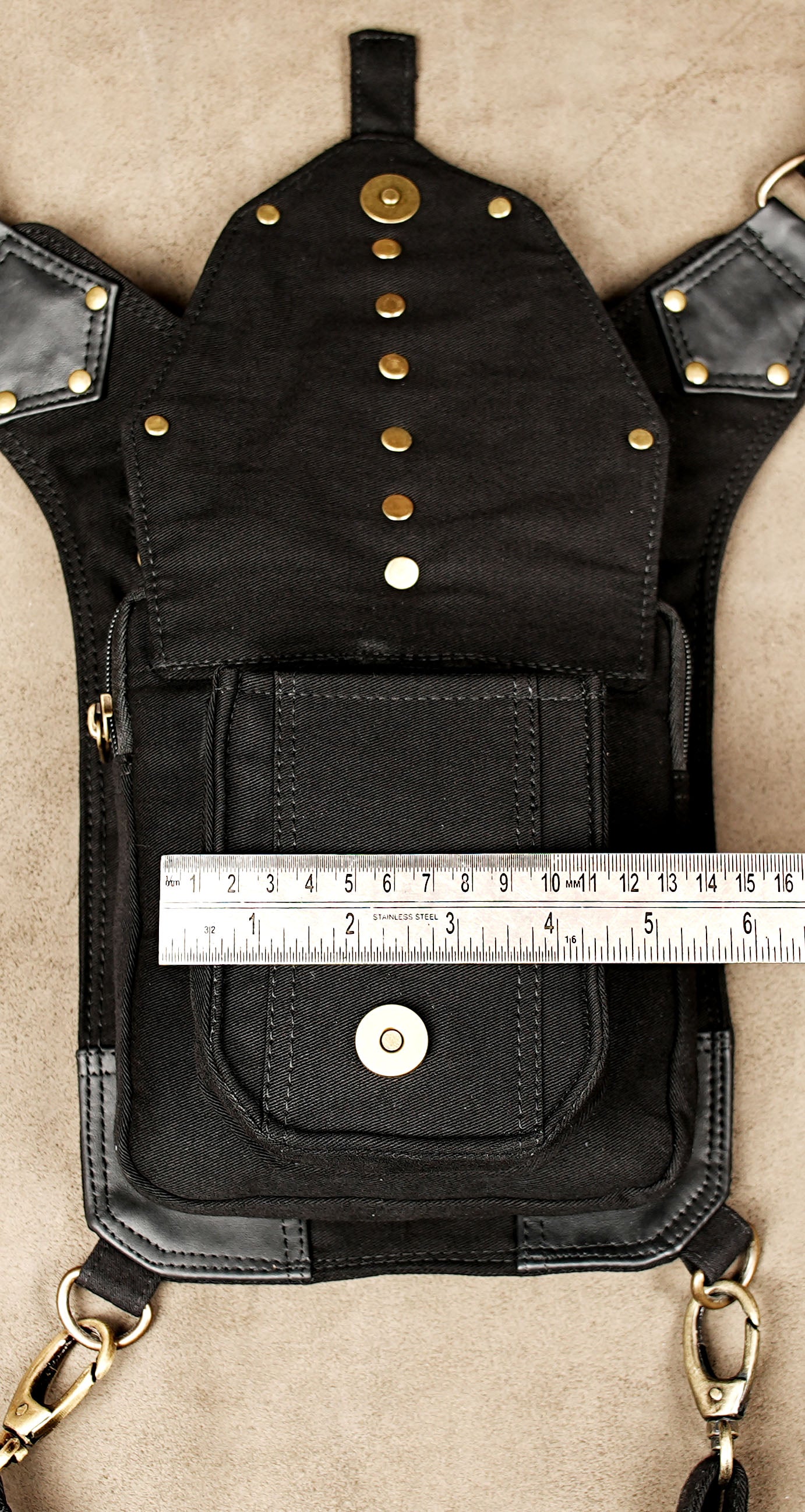 Cotton canvas travel waist pack with detachable leg strap for men and women.