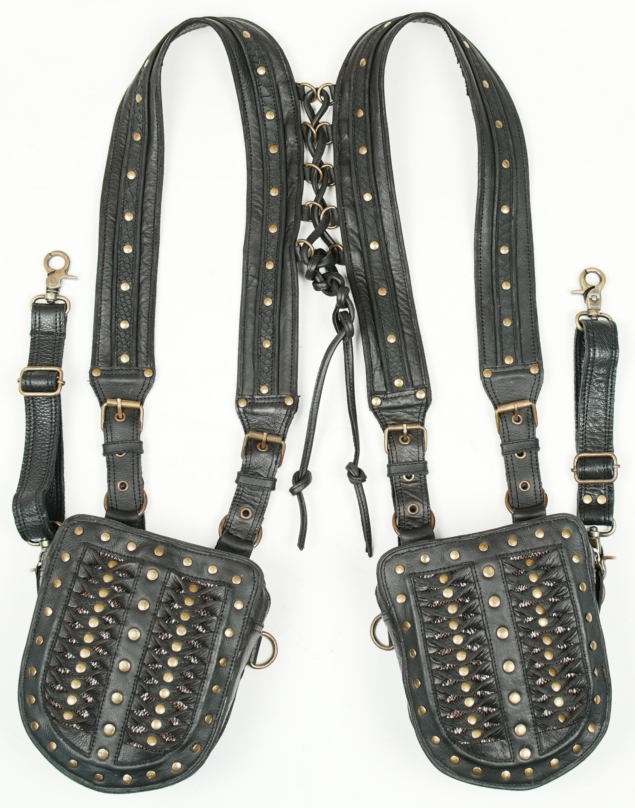 Heavy duty leather holster with secure strap system