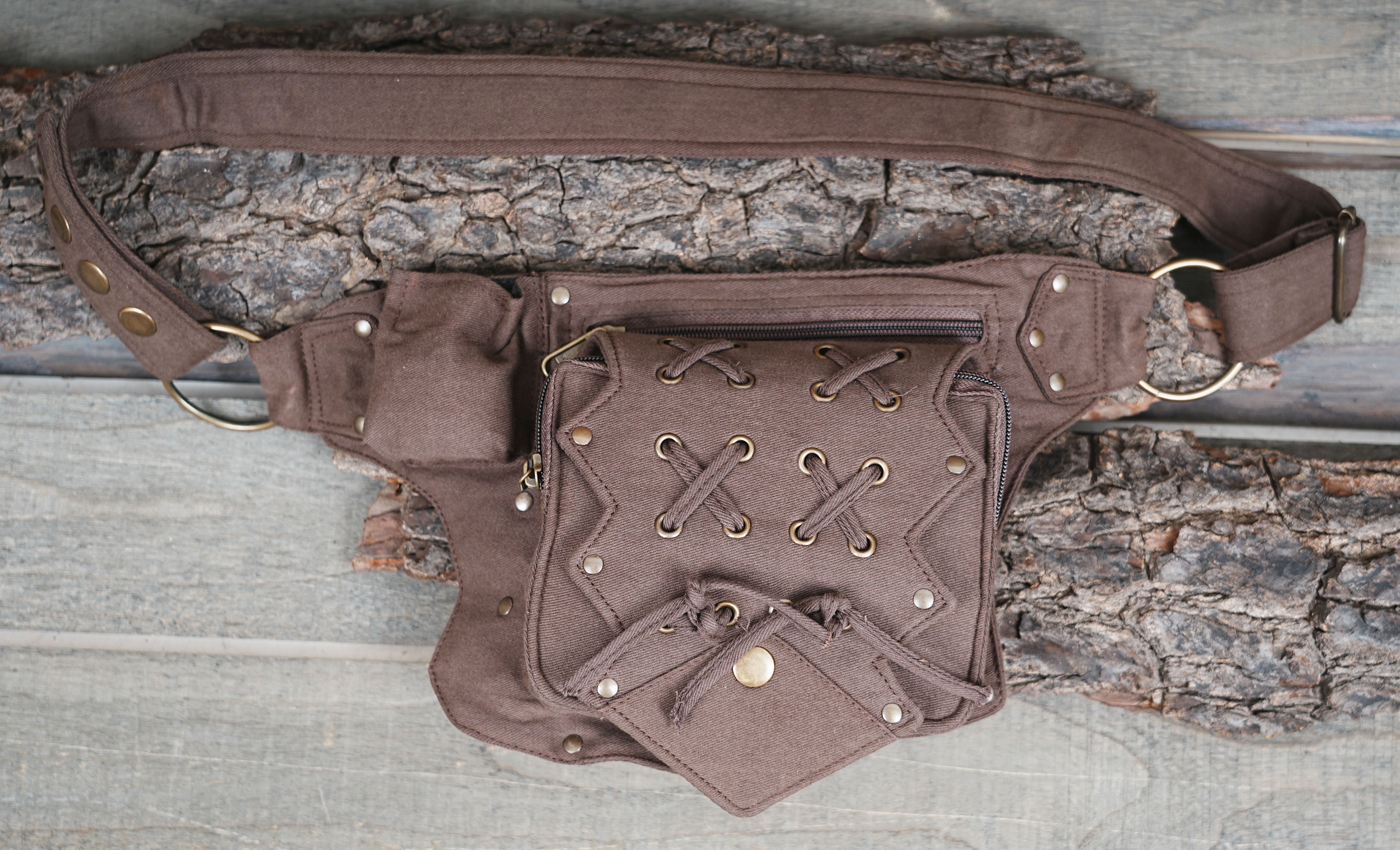 Practical black waist pack with zipper pockets for festival goers