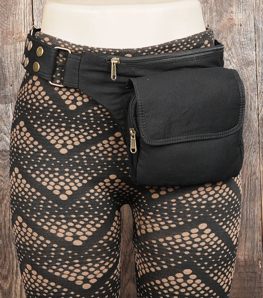 Unisex adjustable waist pouch with front flap pocket