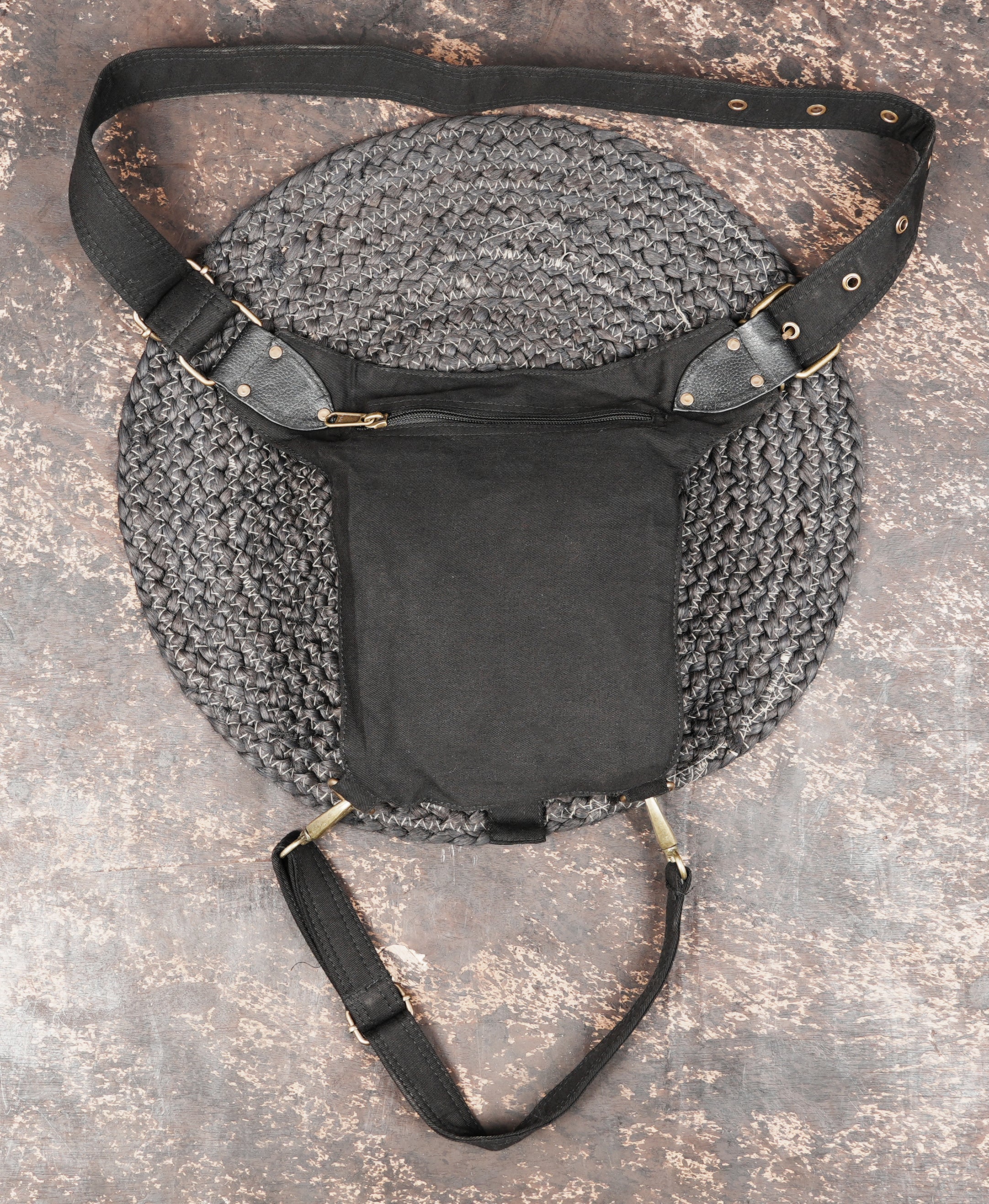 Handmade festival utility pouch with gothic inspired ring design