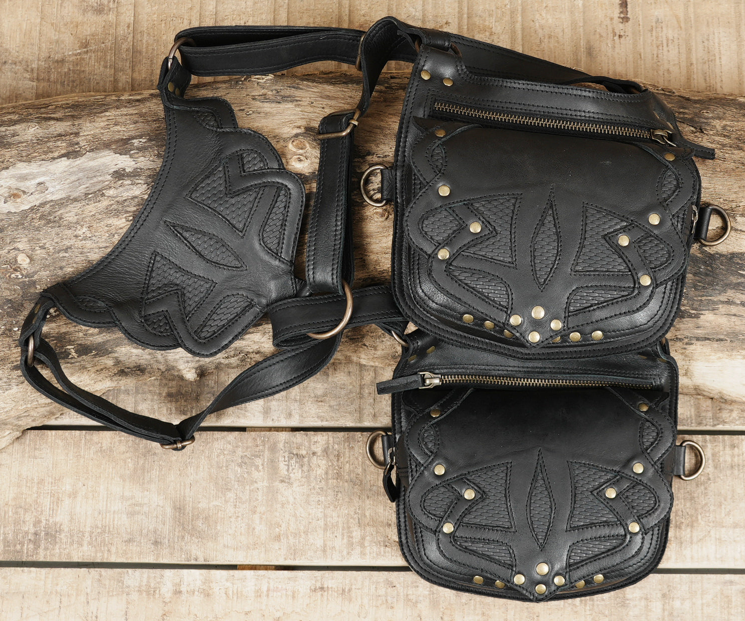 Alternative fashion leather holster with dual storage compartments