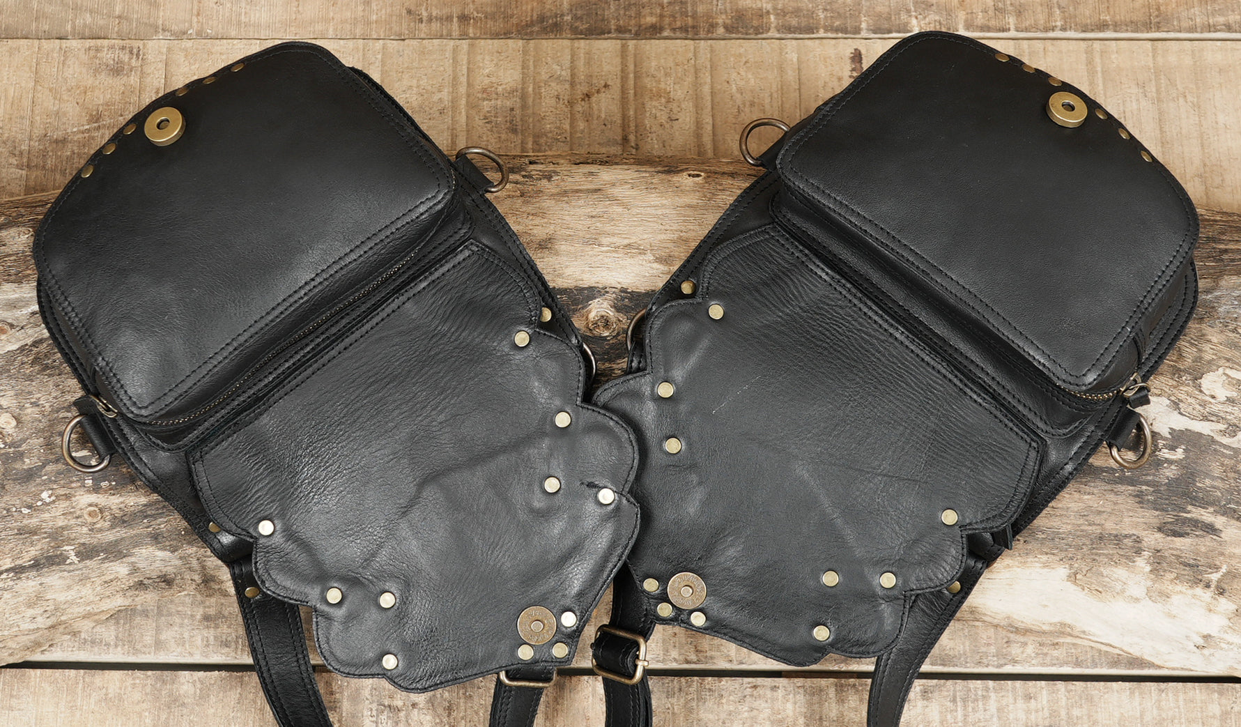 leather harness with tribal embossed panels