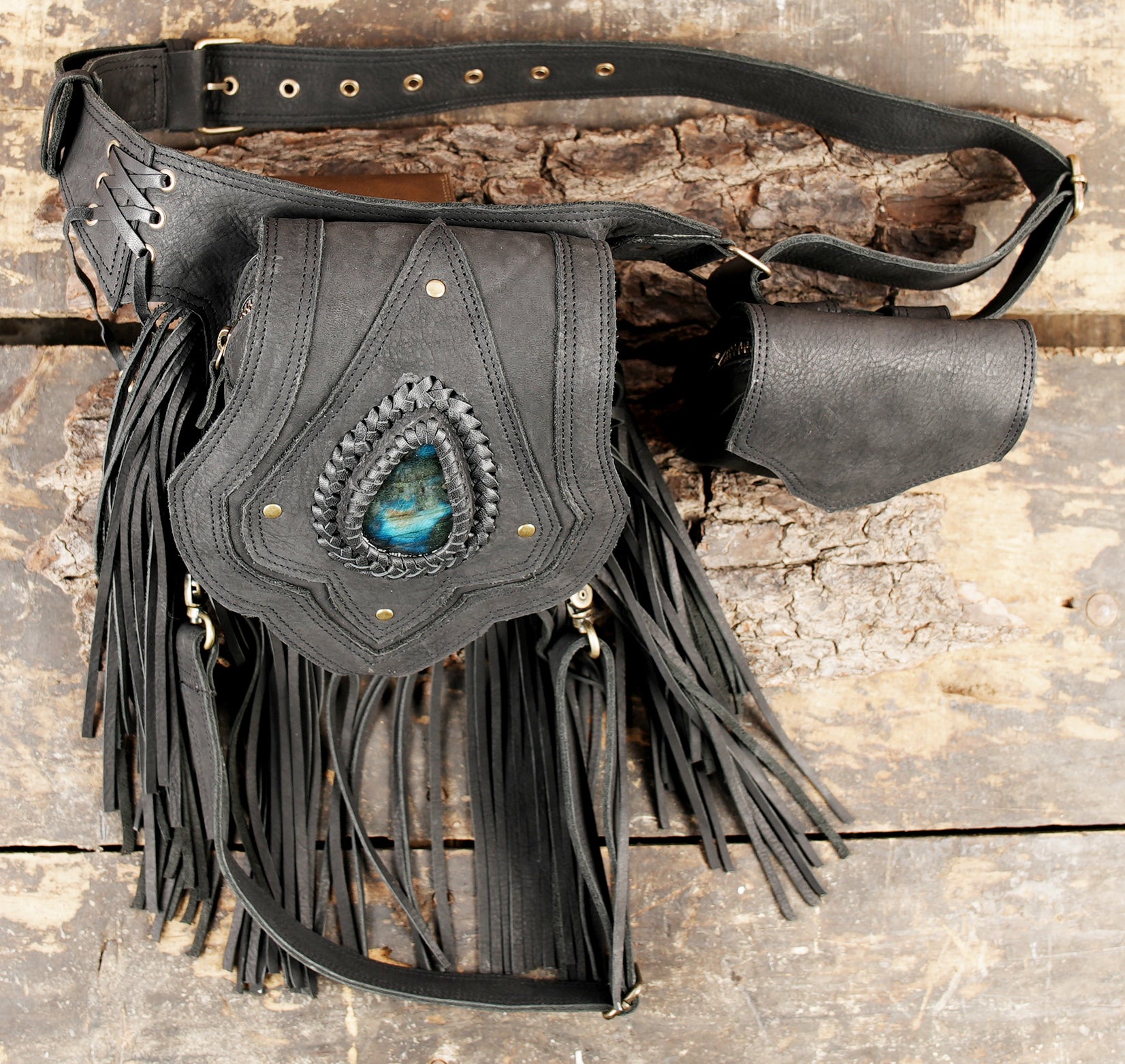 Unisex leather waist thigh belt for festival and travel