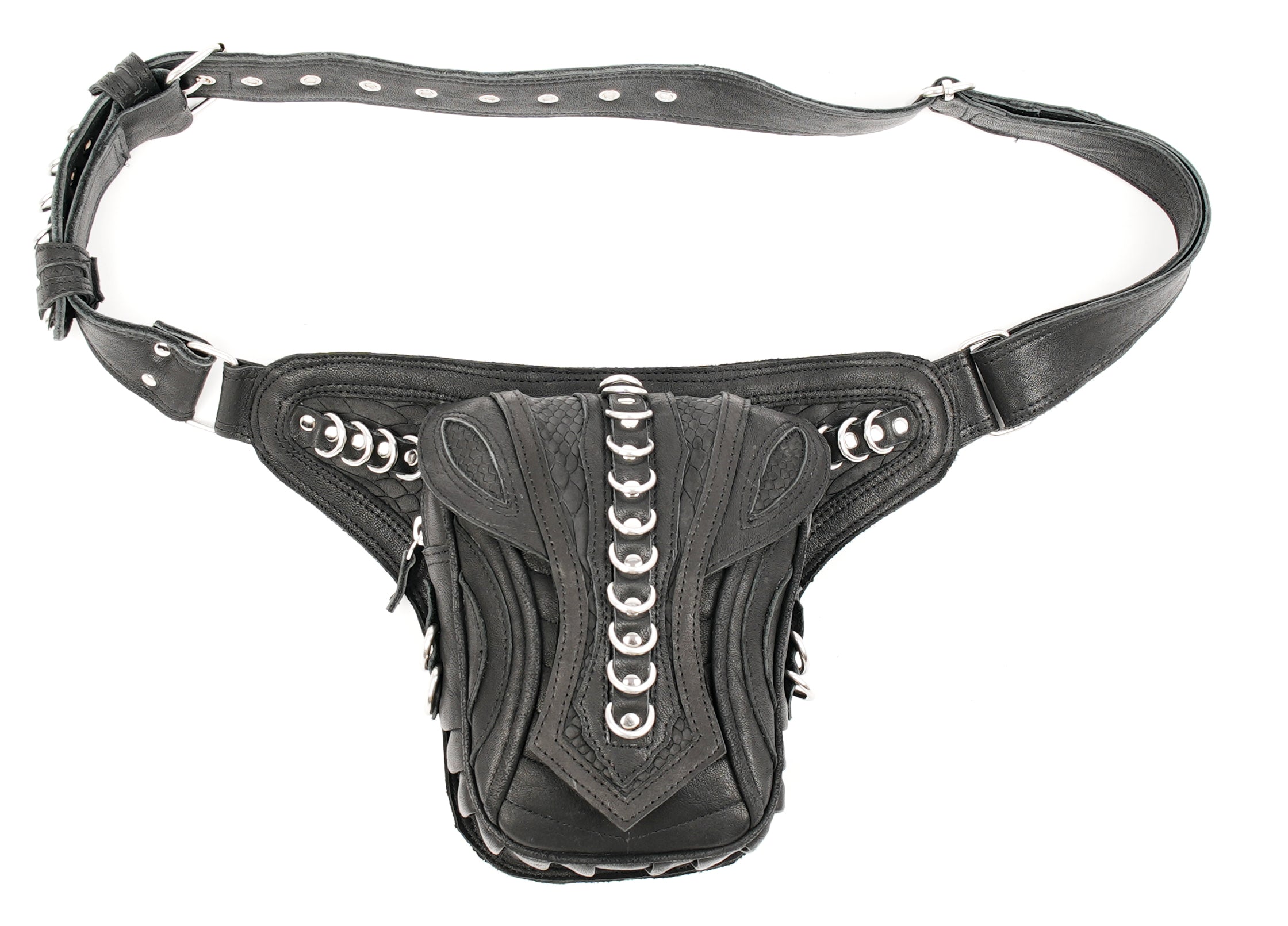 Black leather waist belt for everyday essentials