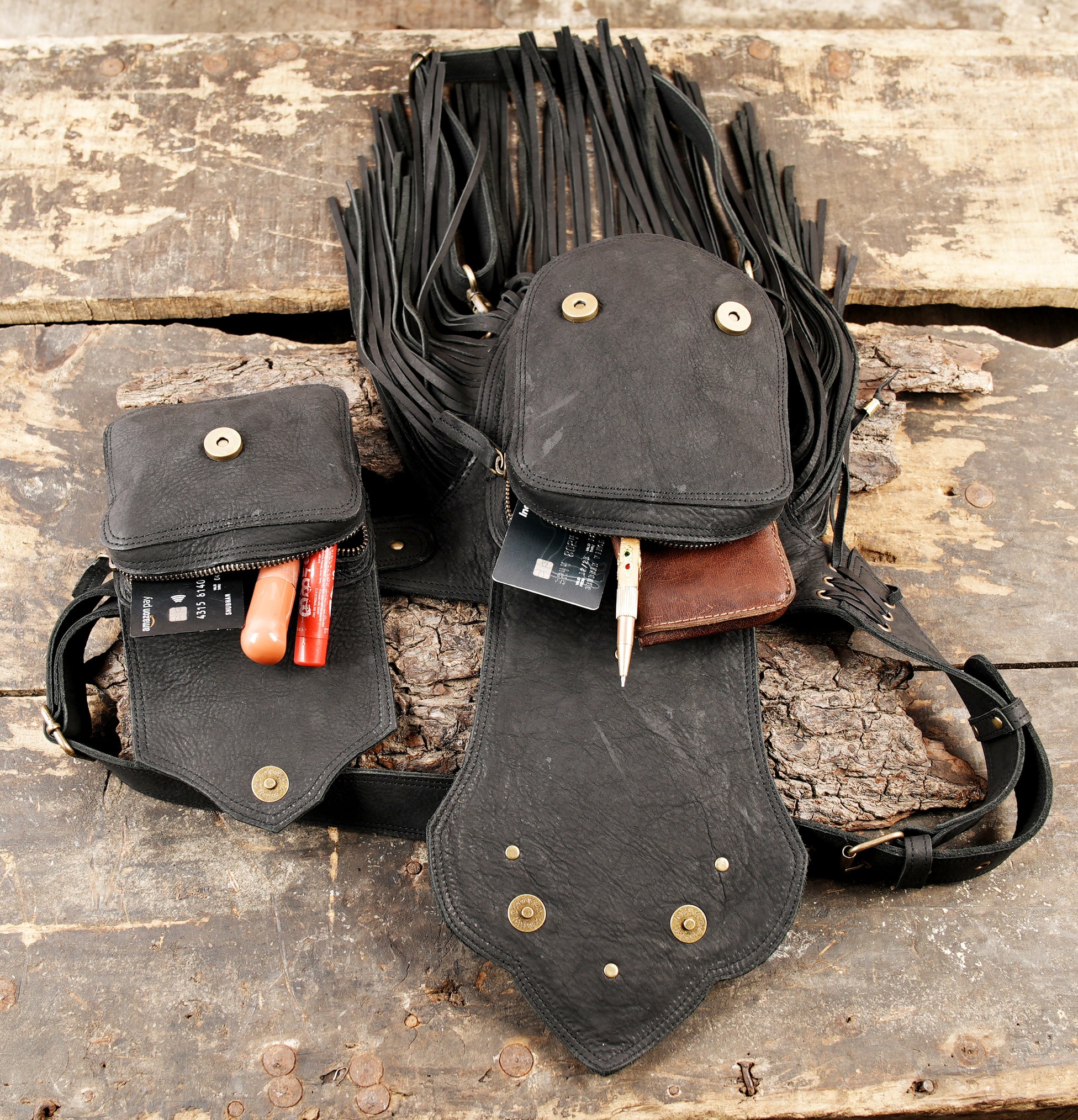 Adjustable leather thigh belt with utility pouch