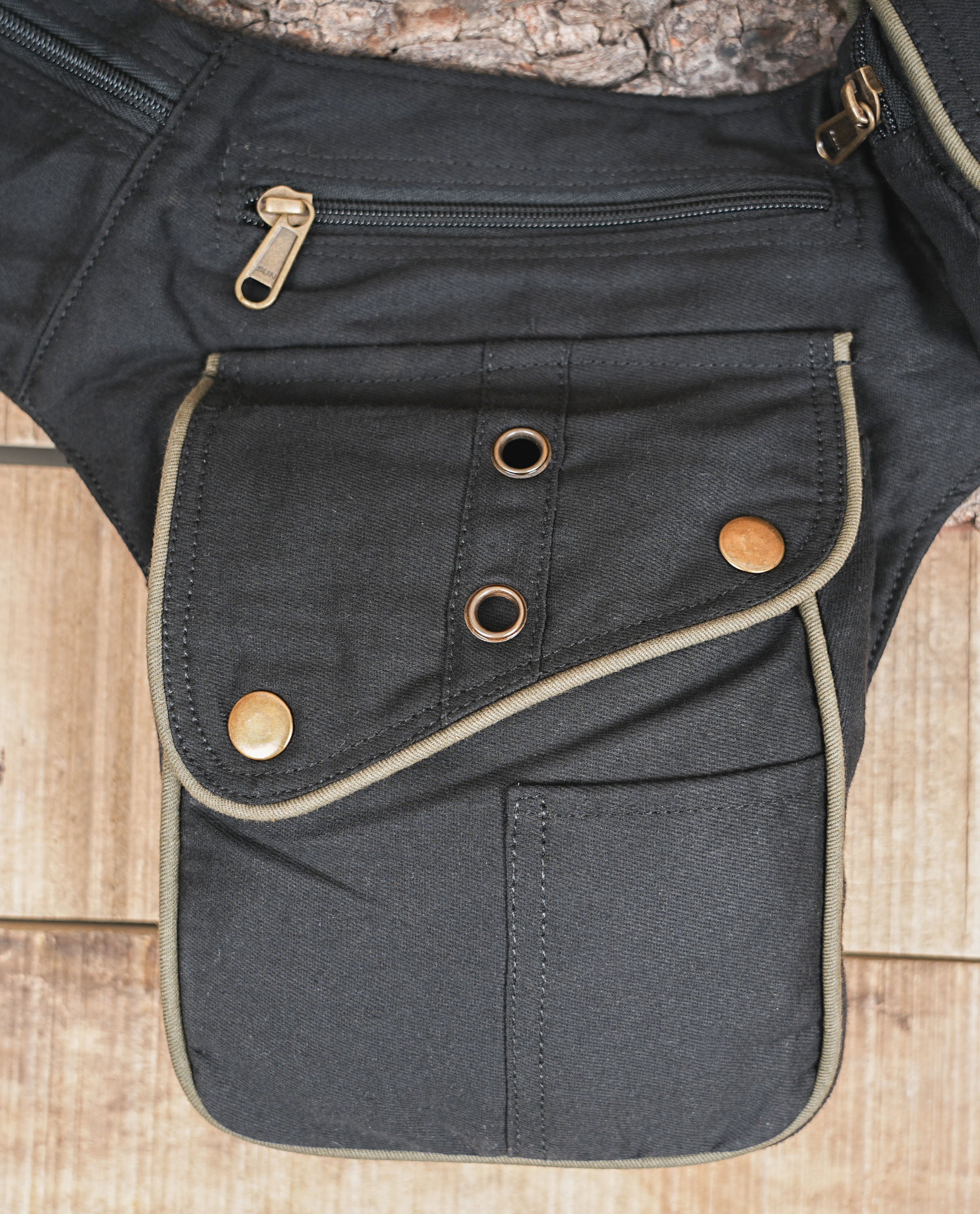 Australian Alternative Fashion Accessory - Black Cotton Utility Pouch with Rivets
