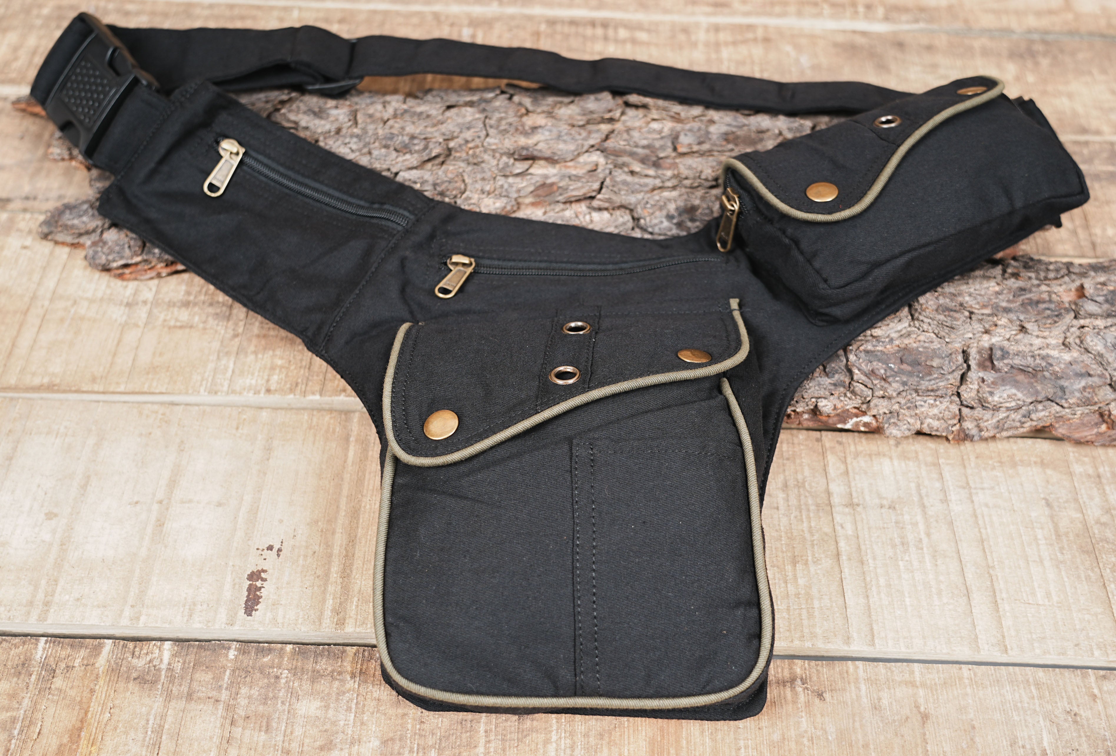 Festival Season Essential - Black Canvas Fanny Pack with Unique Design