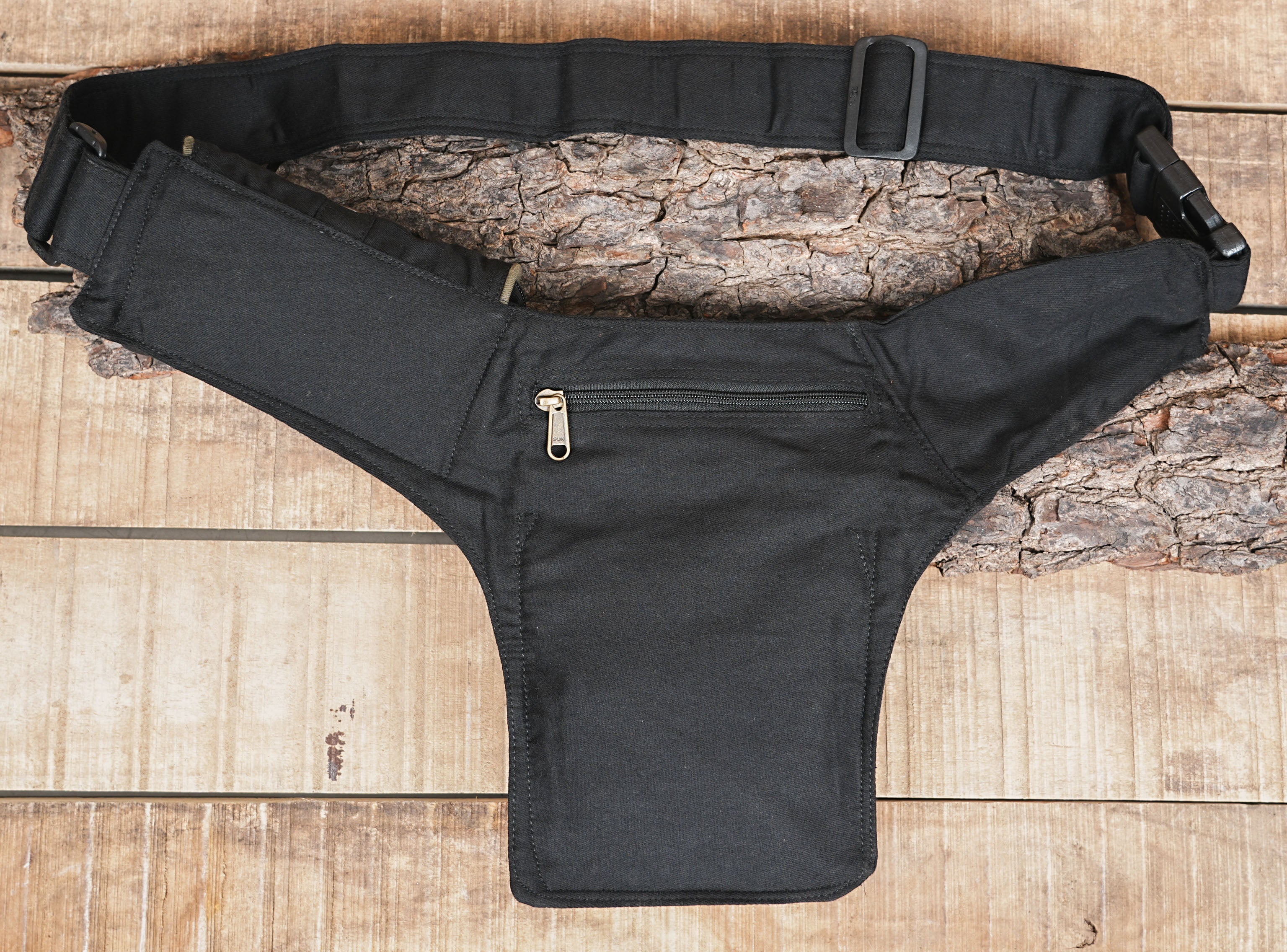 Adjustable Waist Pack with Leg Straps - Black Hip Bag for Festivals & Travel