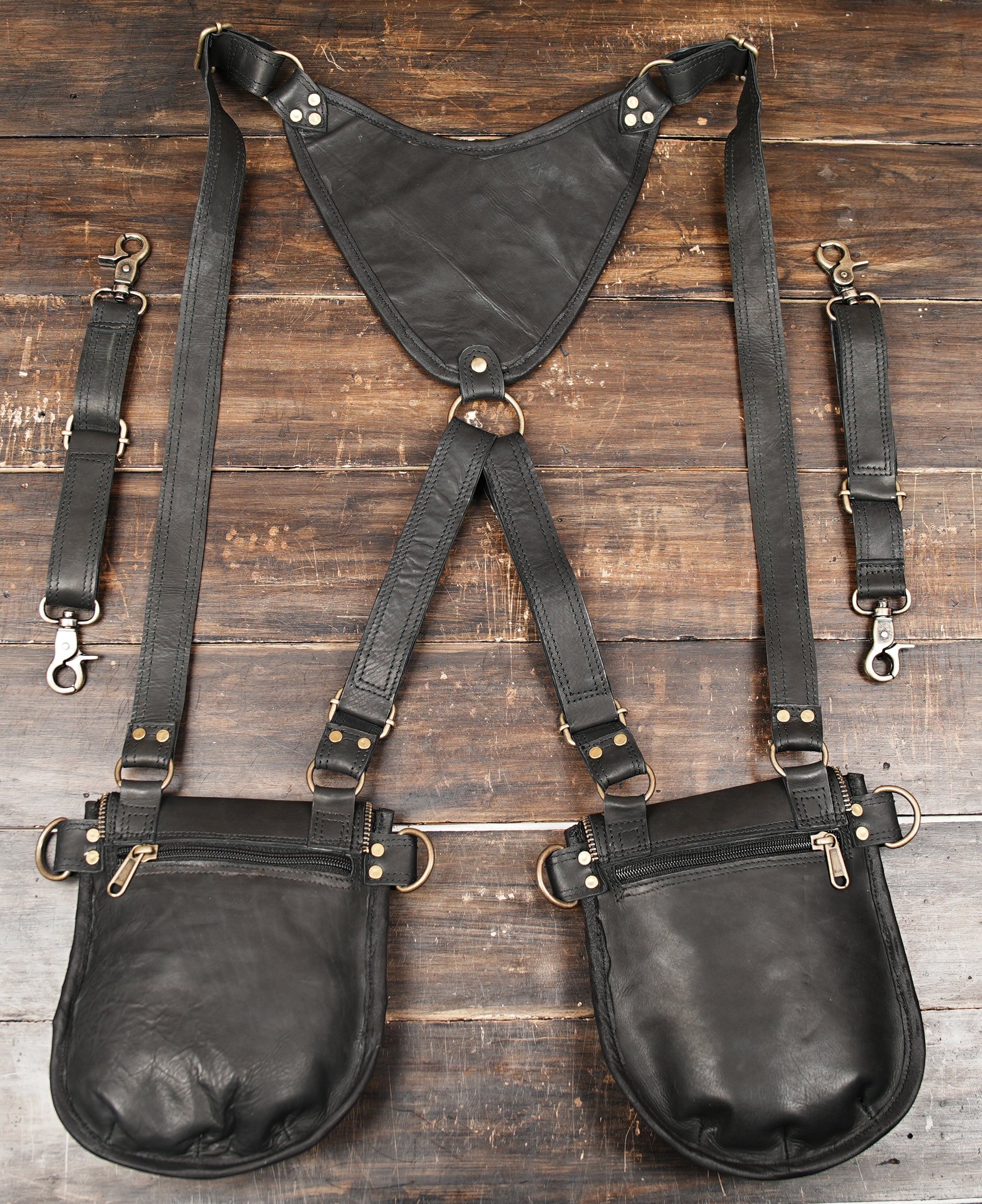 Leather Zip Festival  Bag – Utility Chest Bag for Travel, Concerts, Cosplay | Adjustable Crossbody Harness, Pockets for Phone & bottle 