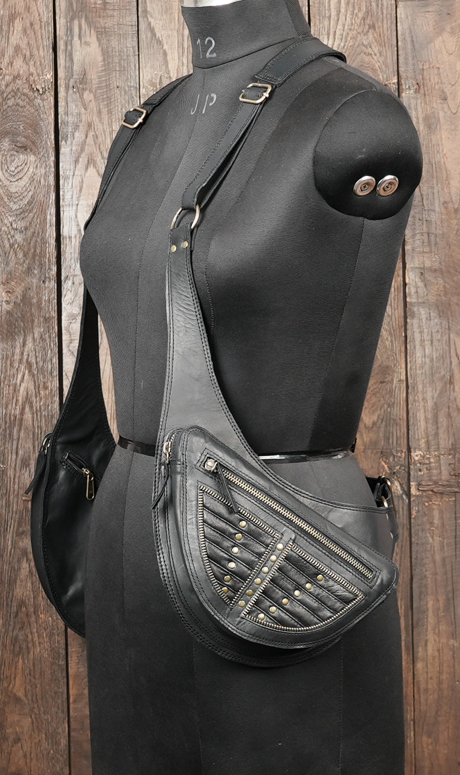 Urban streetwear leather holster with double zipper pockets