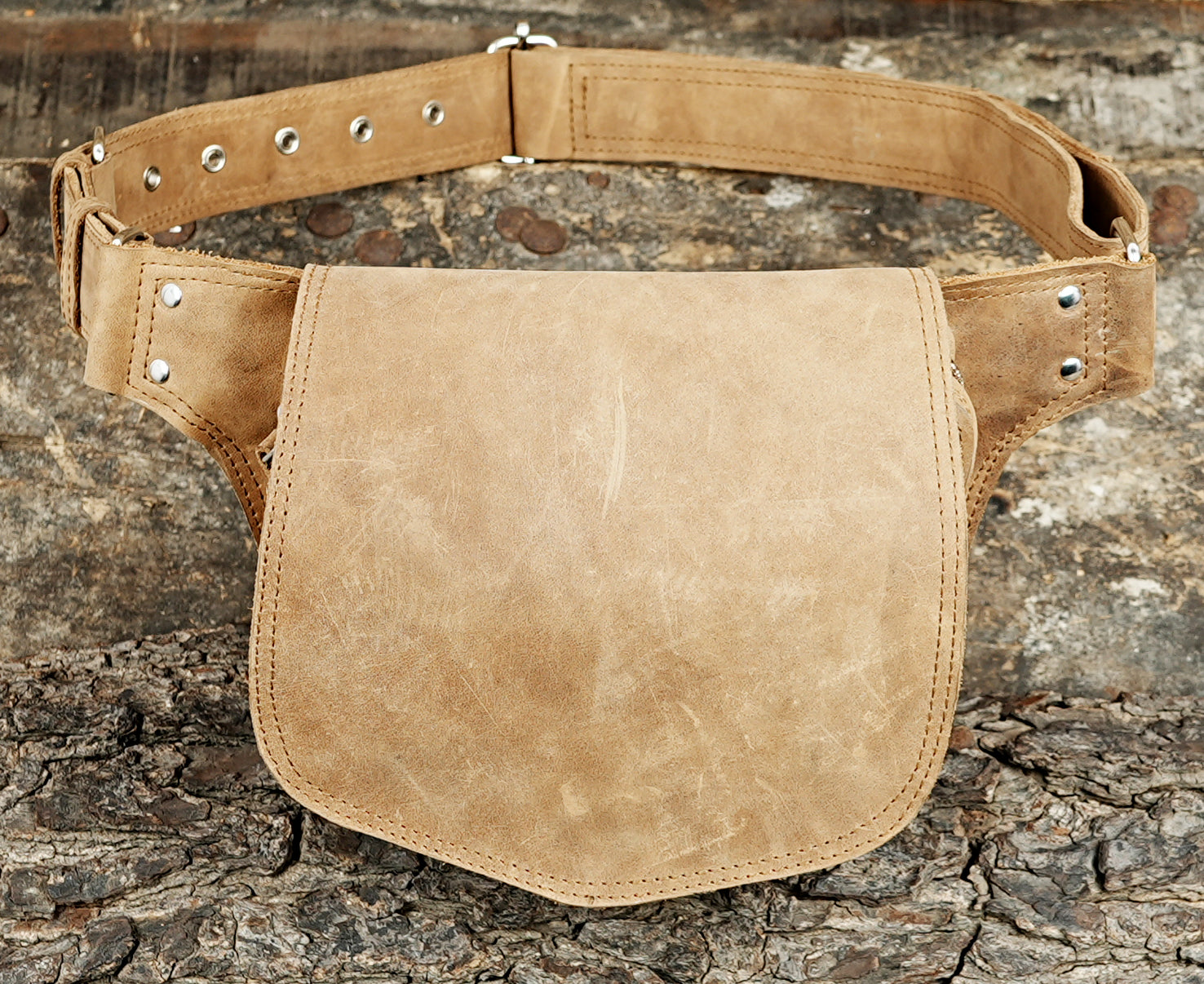 Leather waist belt accessory with smooth matte finish