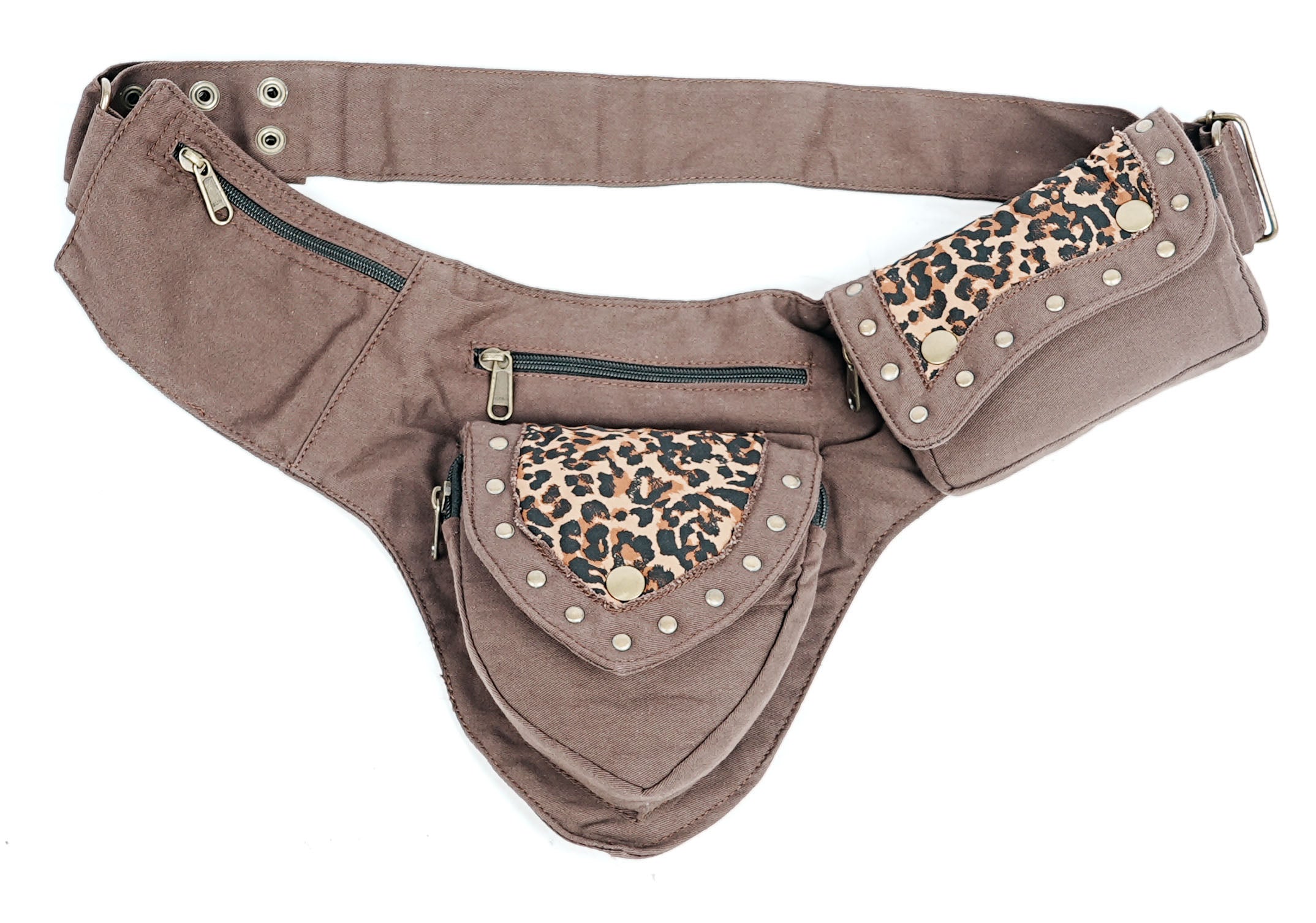 Black alternative style waist belt with pouches