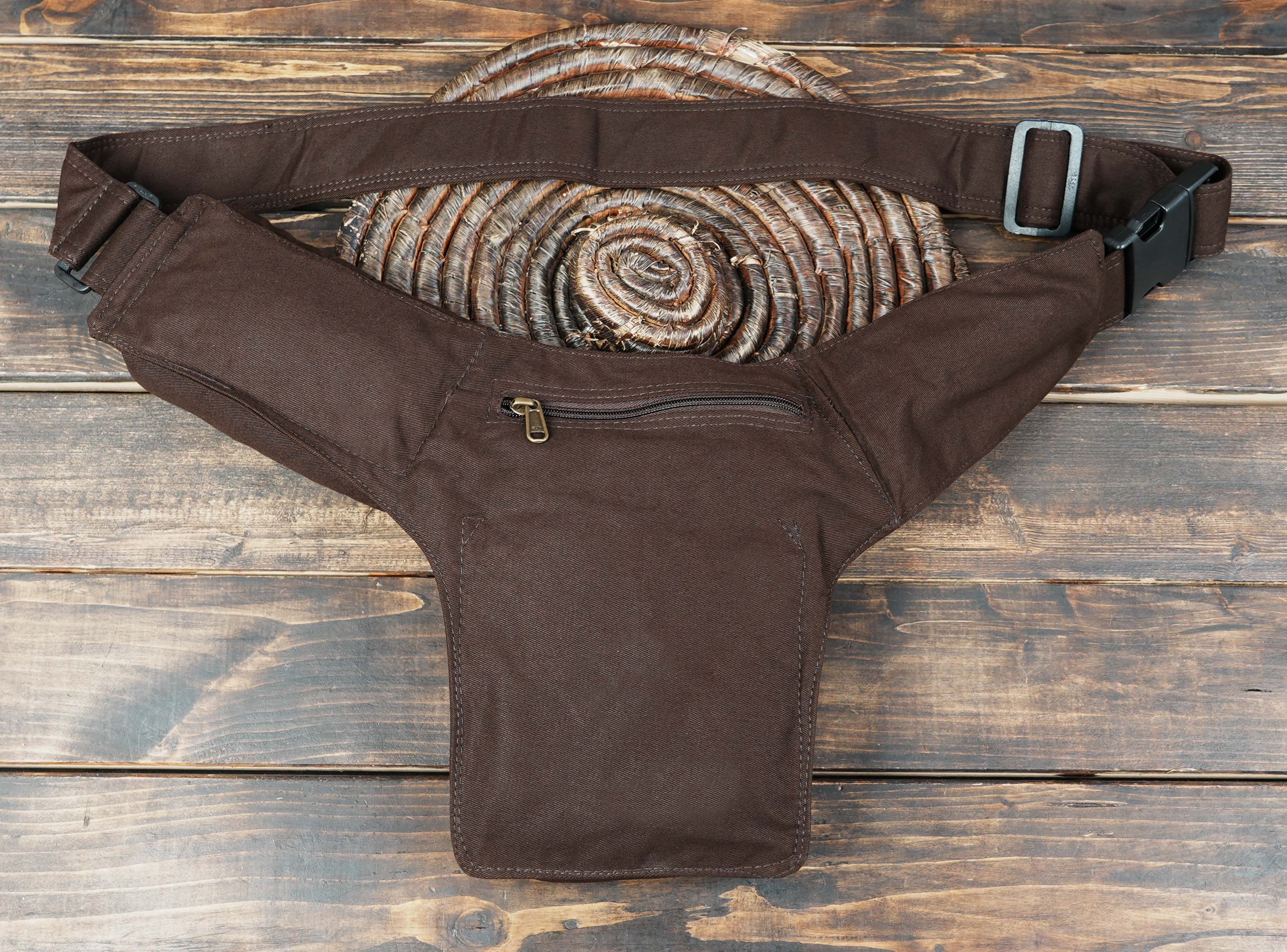 Black cargo waist pouch with adjustable strap