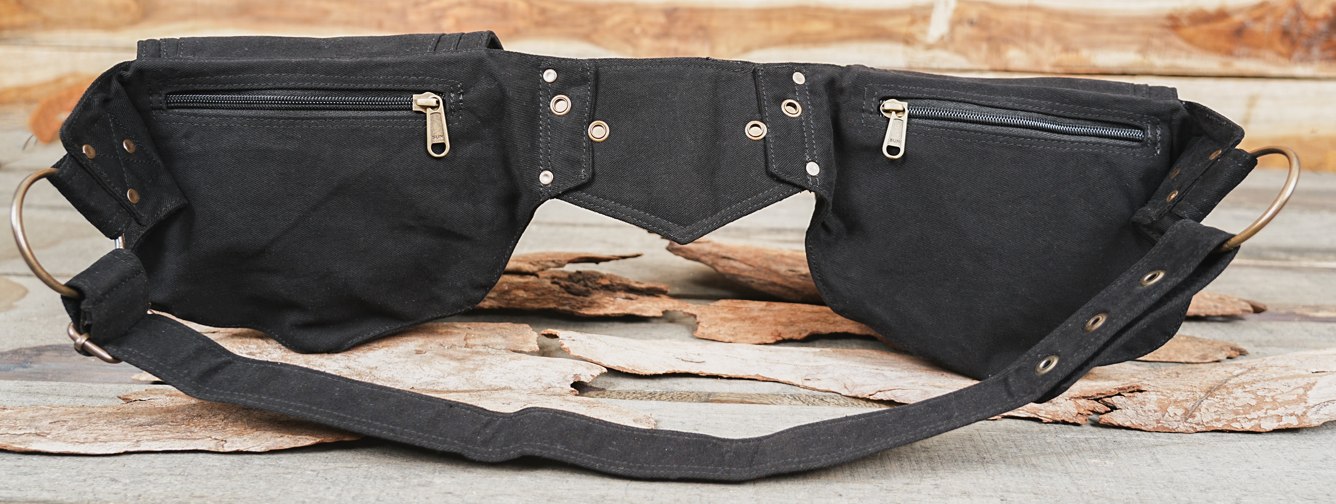 Festival belt bag with stitched tier panels