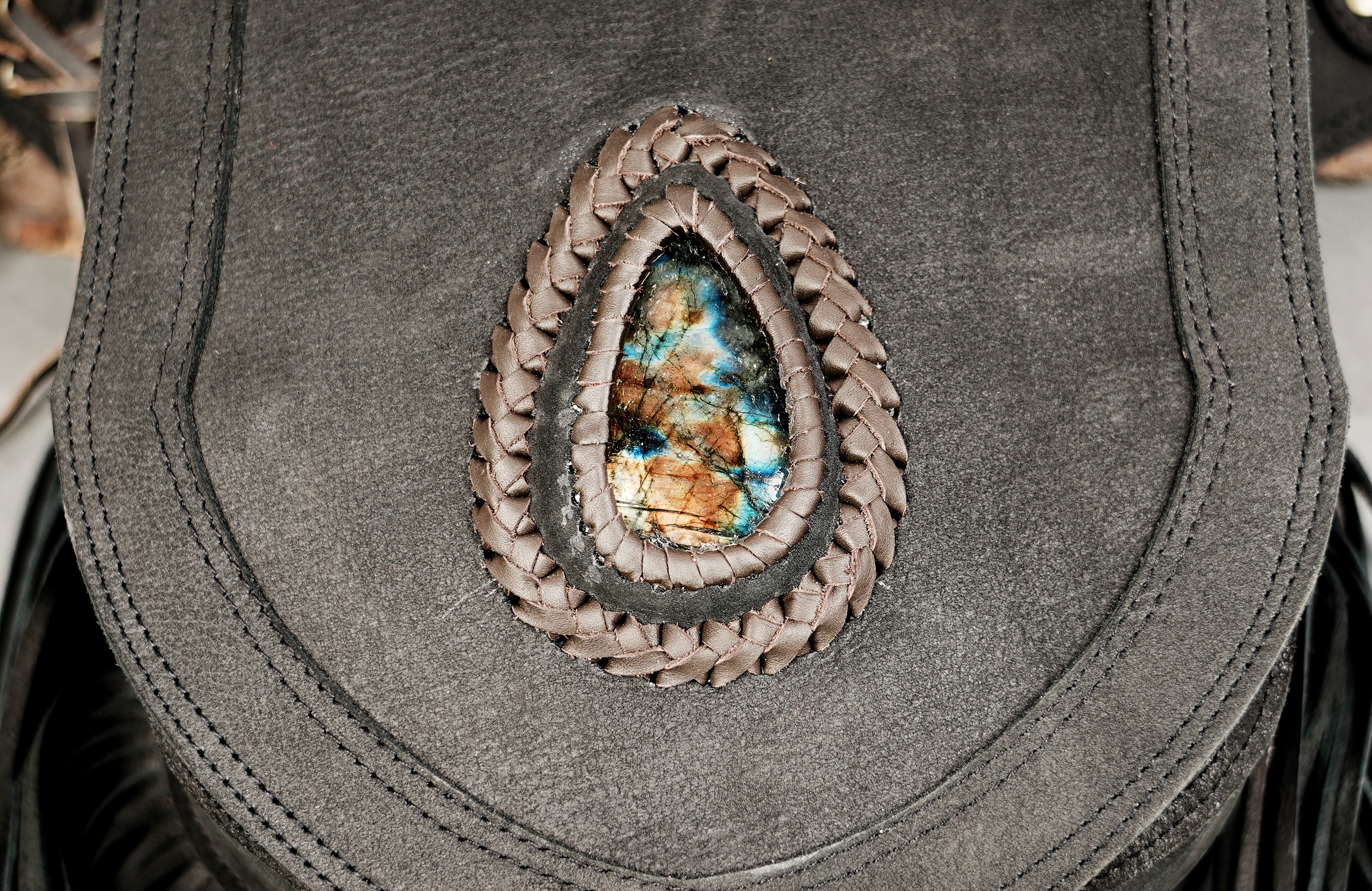 Festival leather waist belt with fringe and bohemian design