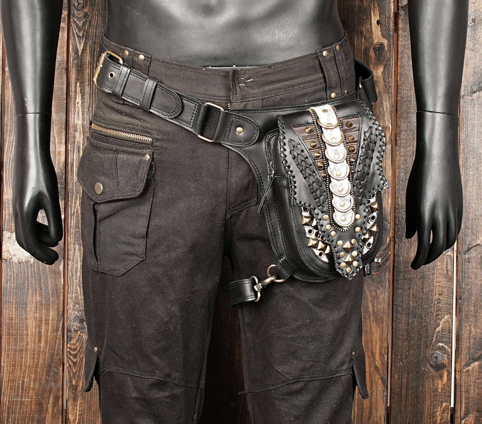 Handcrafted Leather Waist Thigh Belt with Studded Gothic Design || Statement Leather Waist Thigh Belt for Gothic and Festival Wear(LT-AB-WBTS-6001)