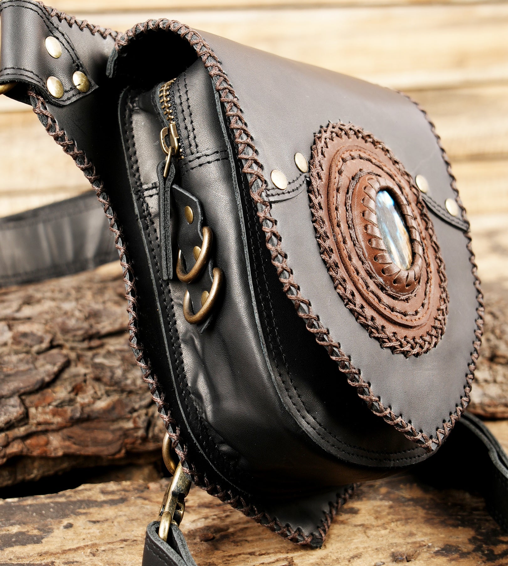 Handcrafted leather utility waist thigh belt for hands free carry