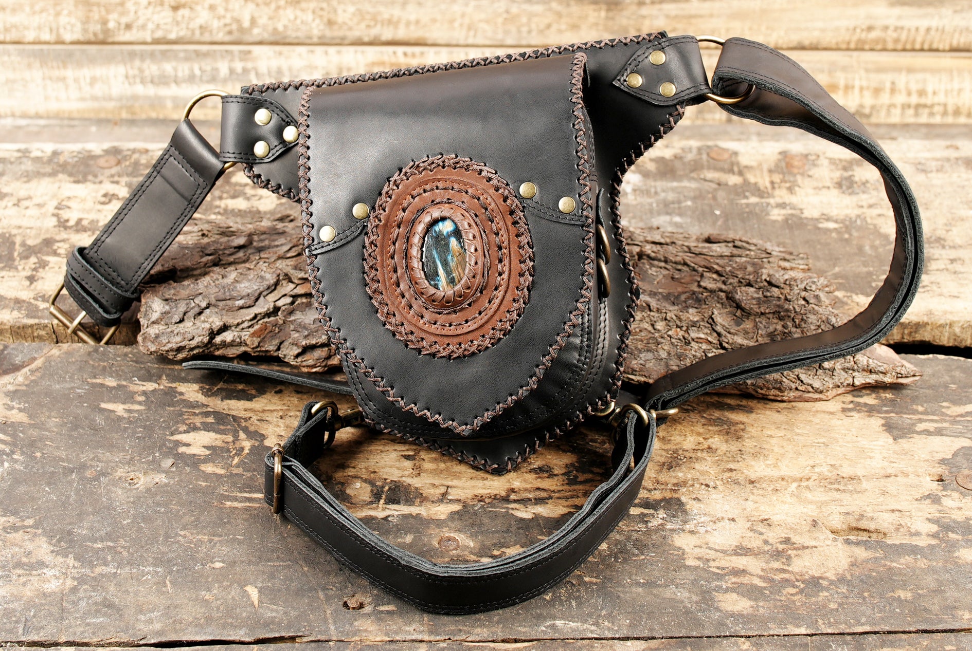 Handmade leather waist thigh belt with durable hardware