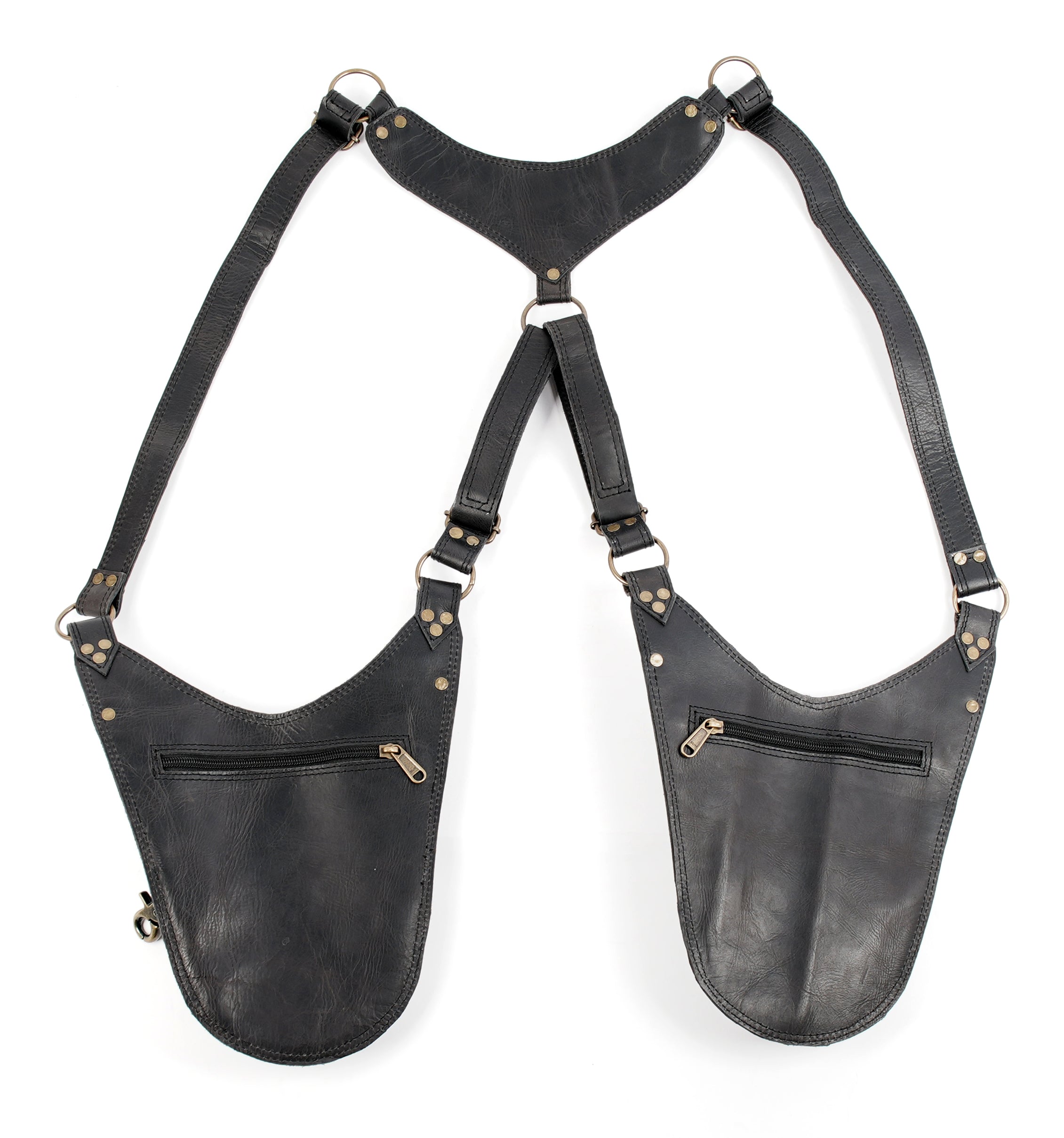 Genuine leather shoulder rig for carrying essentials